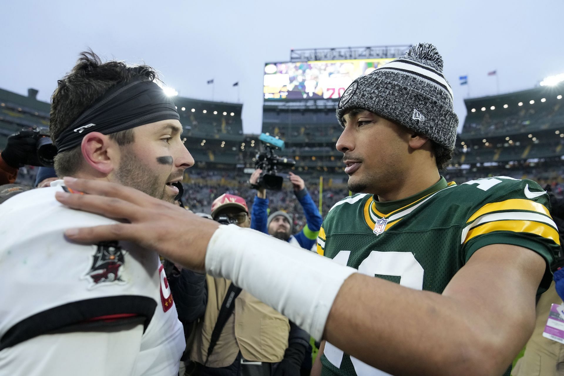 Buccaneers QB Baker Mayfield and Packers QB Jordan Love