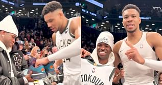 "Whole package": Giannis Antetokounmpo gives Real Madrid star Vinicius Junior $140 game-worn Freak 5s with signed jersey