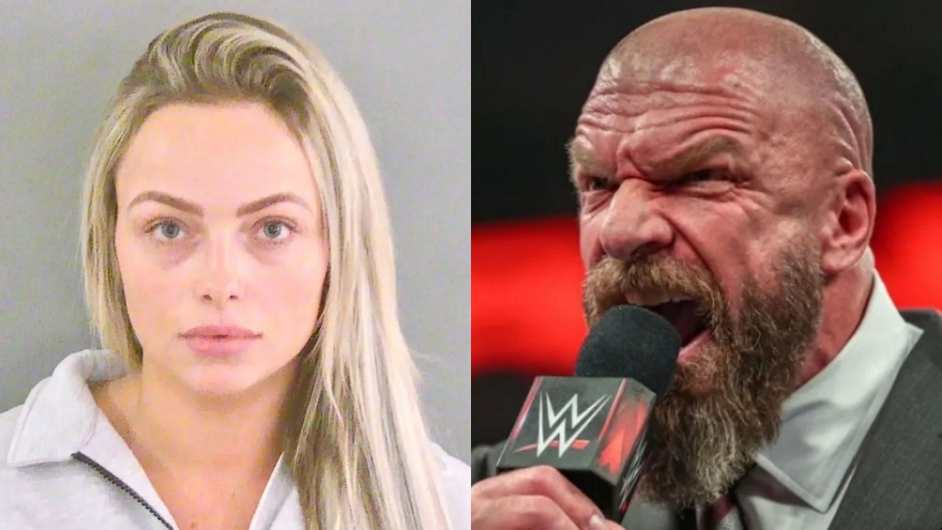 Liv Morgan (left) and WWE Chief Content Officer Triple H (right)