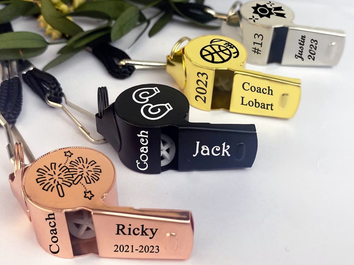 The Personalized coach whistles (Image via Etsy)