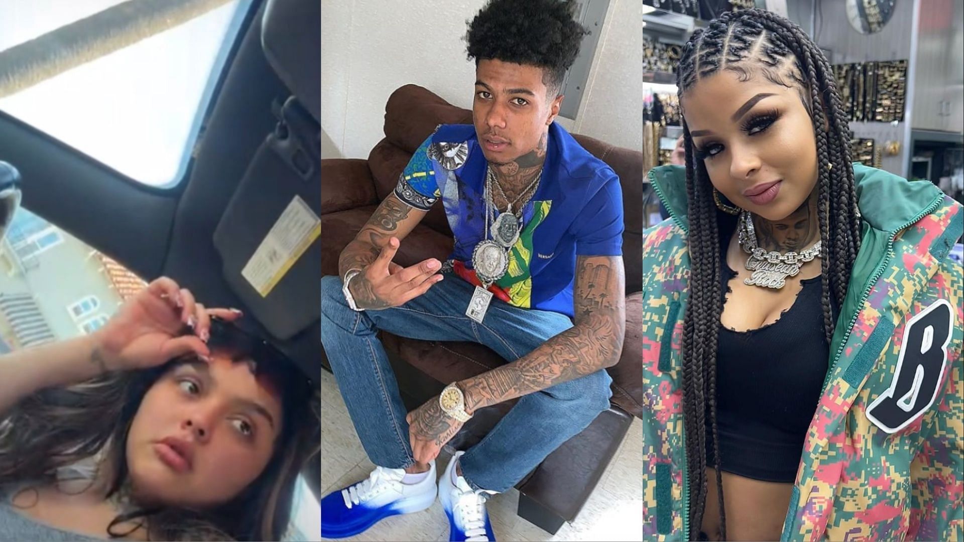 Blueface allegedly physically assaults Marsh (Image via SSZEXXYY/X and _.bluefacebleedem._, chrisean/Instagram)