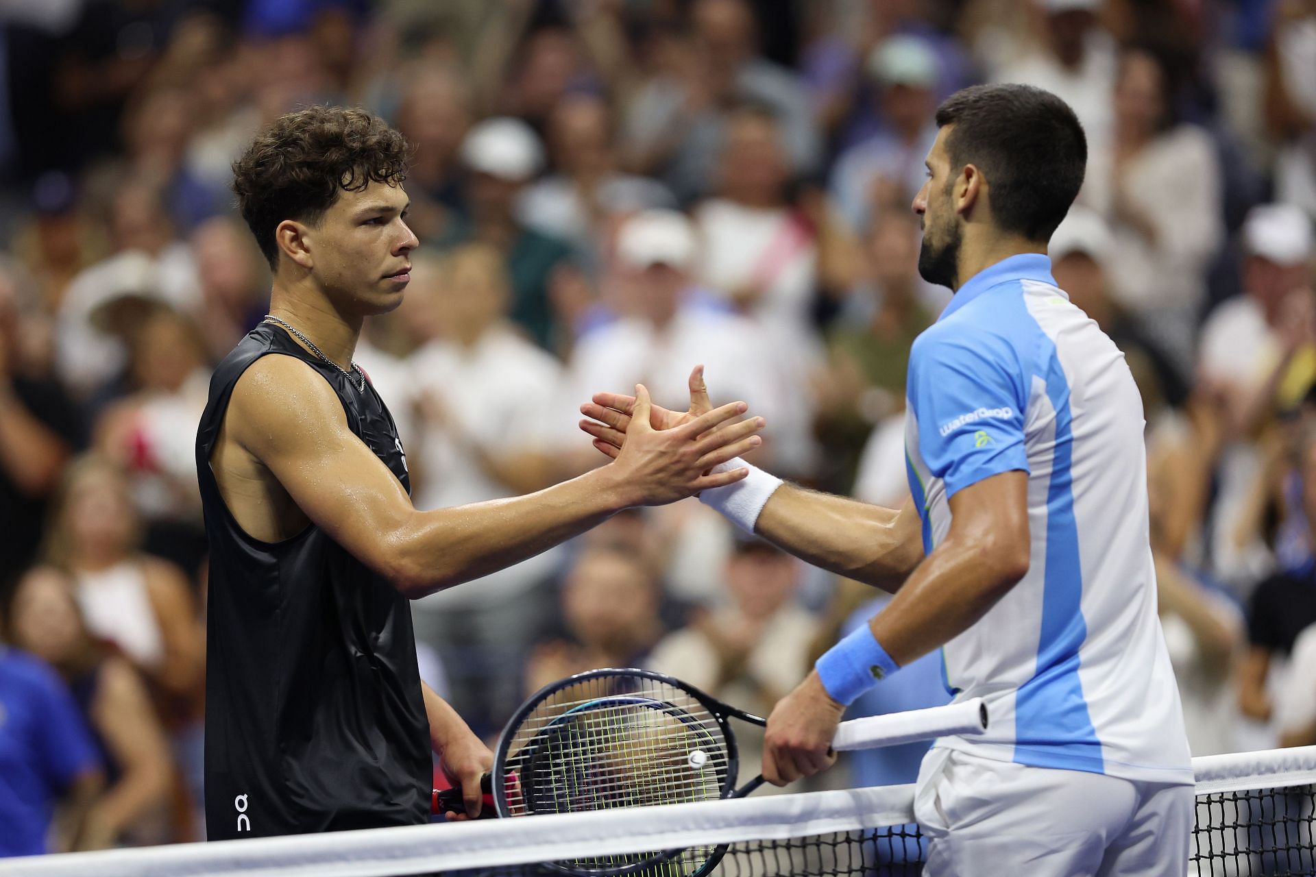 Ben Shelton and &lt;a href=&#039;https://www.sportskeeda.com/player/novak-djokovic&#039; target=&#039;_blank&#039; rel=&#039;noopener noreferrer&#039;&gt;Novak Djokovic&lt;/a&gt; at the 2023 US Open