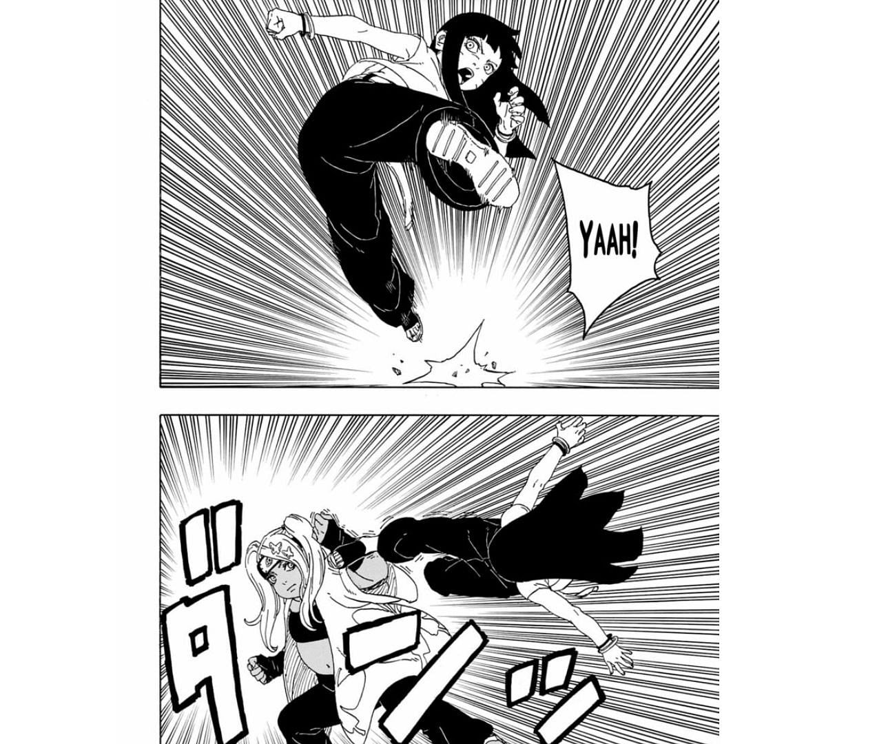 Himawari trains with Cho-Cho from Team 10 (Image via Shueisha/Ukyo Kodachi and Masashi Kishimoto)