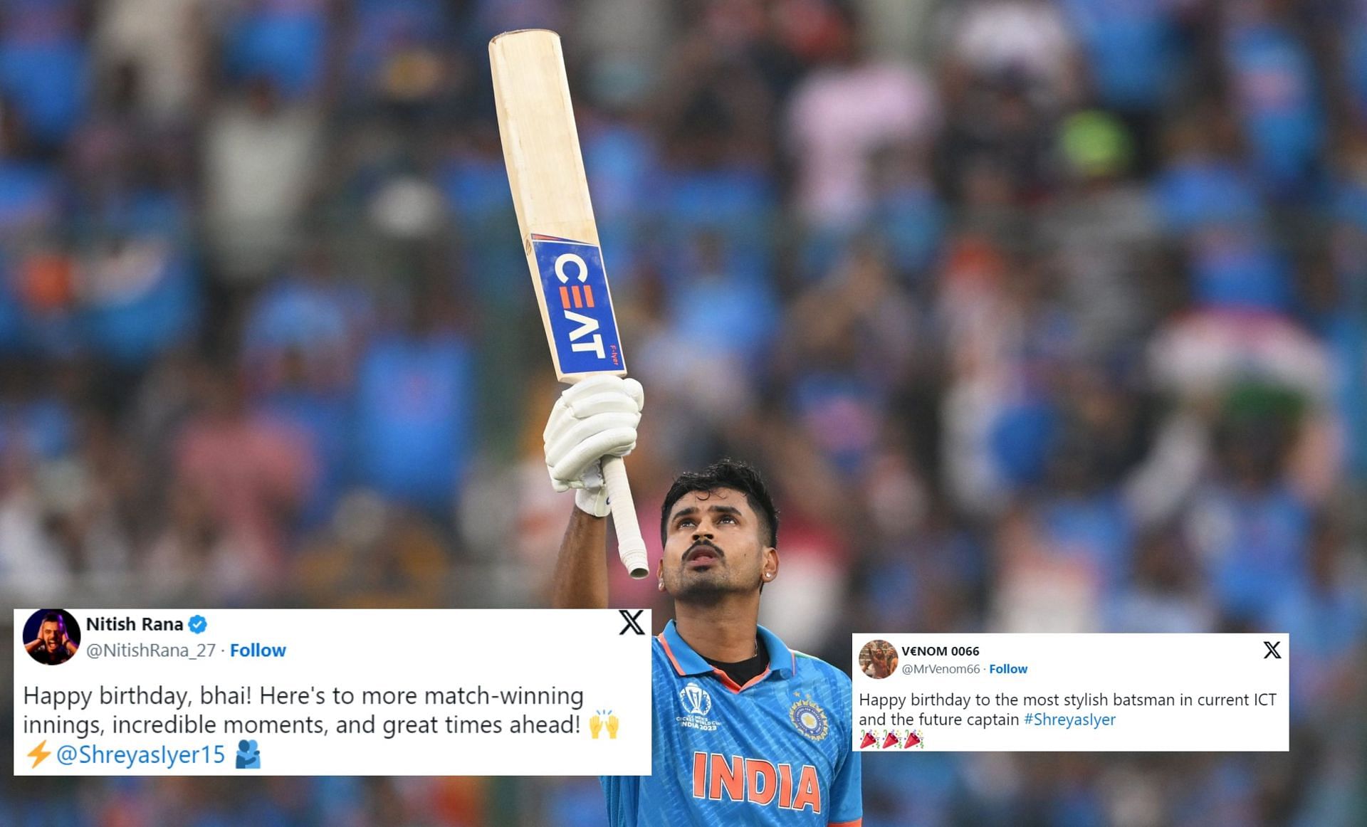 Shreyas Iyer received special wishes as he turned 29 today.