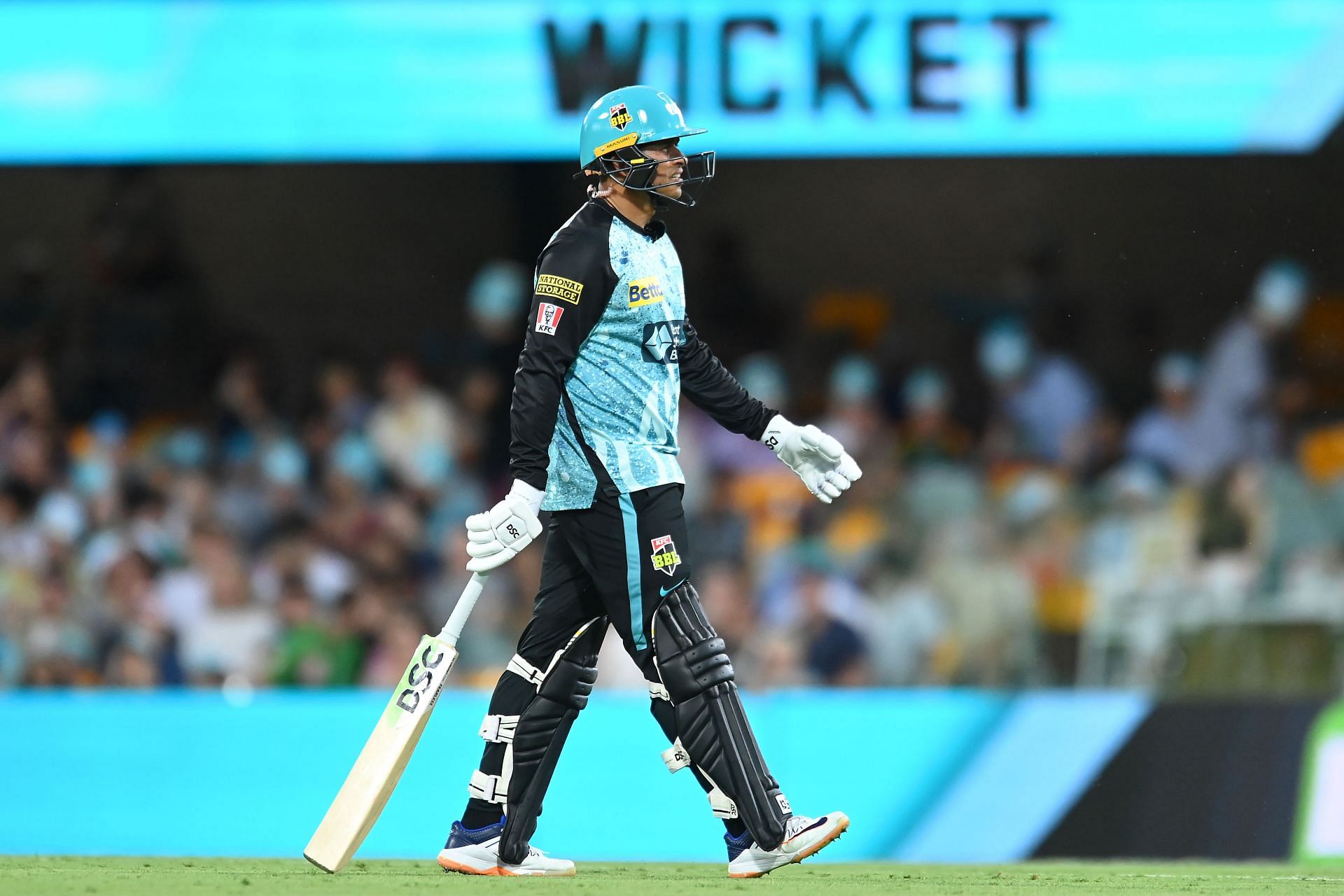 Usman Khawaja walks back after being dismissed in the BBL match. (Pic: Getty Images)