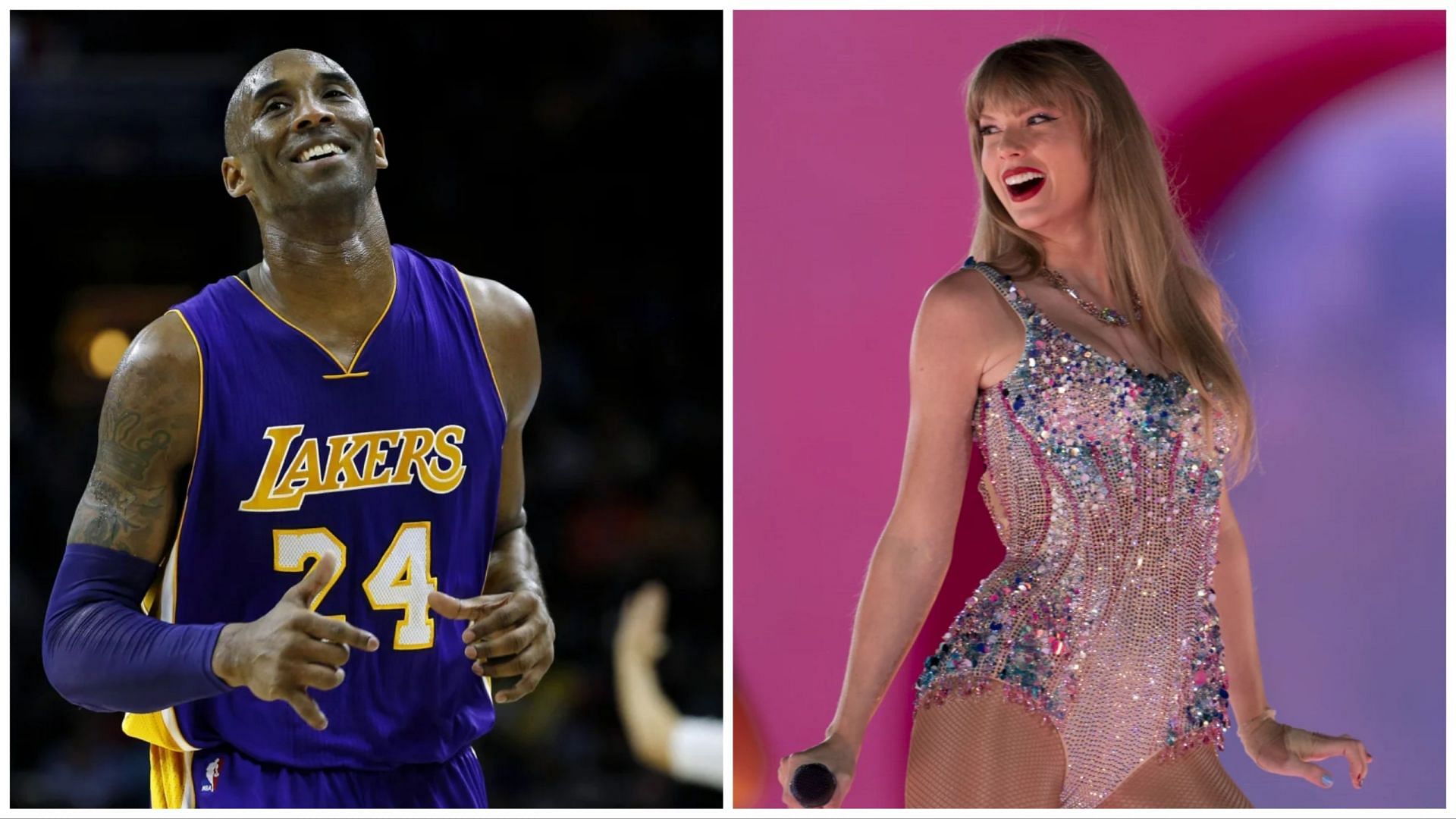 The late Kobe Bryant (left) once had high praise for famous musician Taylor Swift (right) and her consistent success (AP Photo)