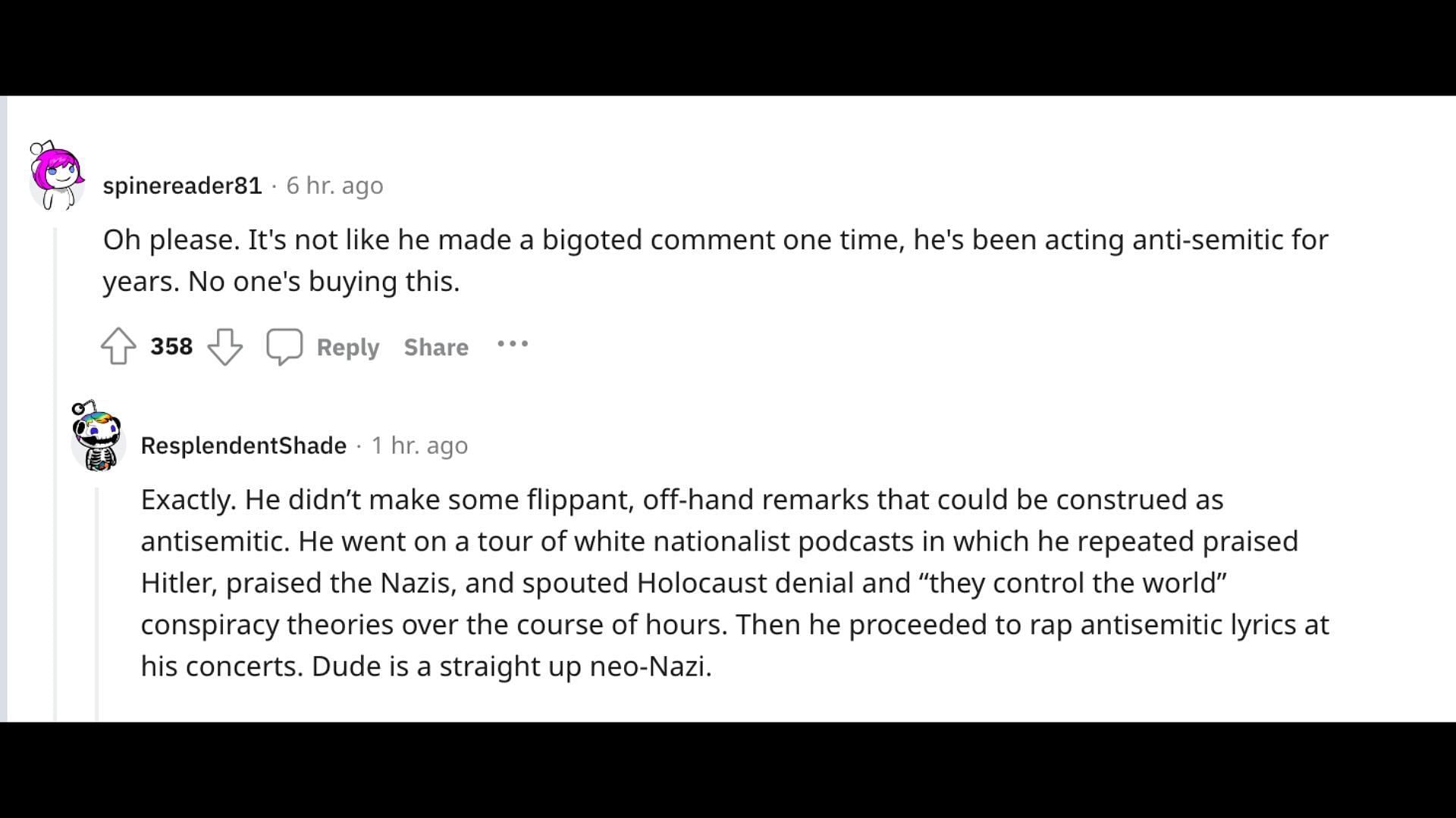 These Redditors seem to have had enough of Kanye West&#039;s remarks (Image via Reddit)