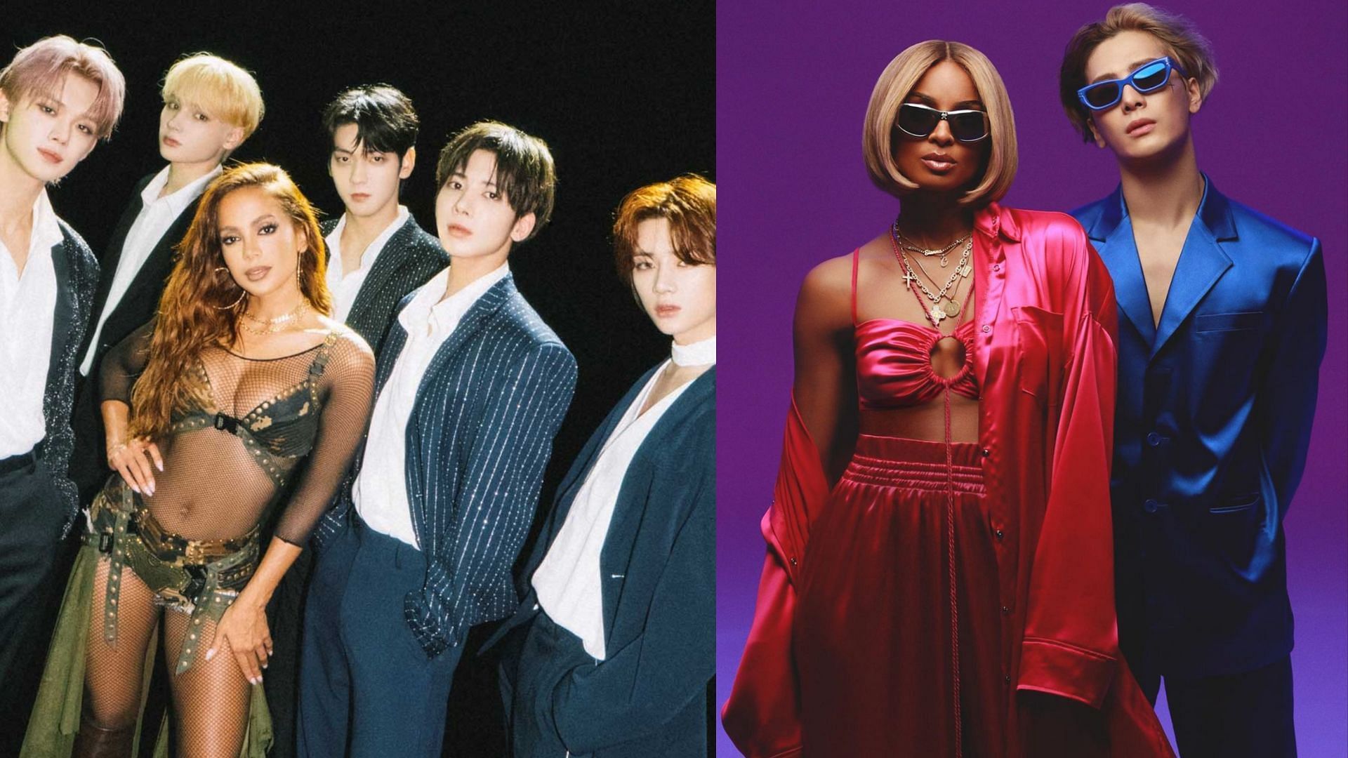 TXT with Anitta and Jackson Wang with Ciara (Image via Instagram/@txt_bighit, @jacksonwang852g7)