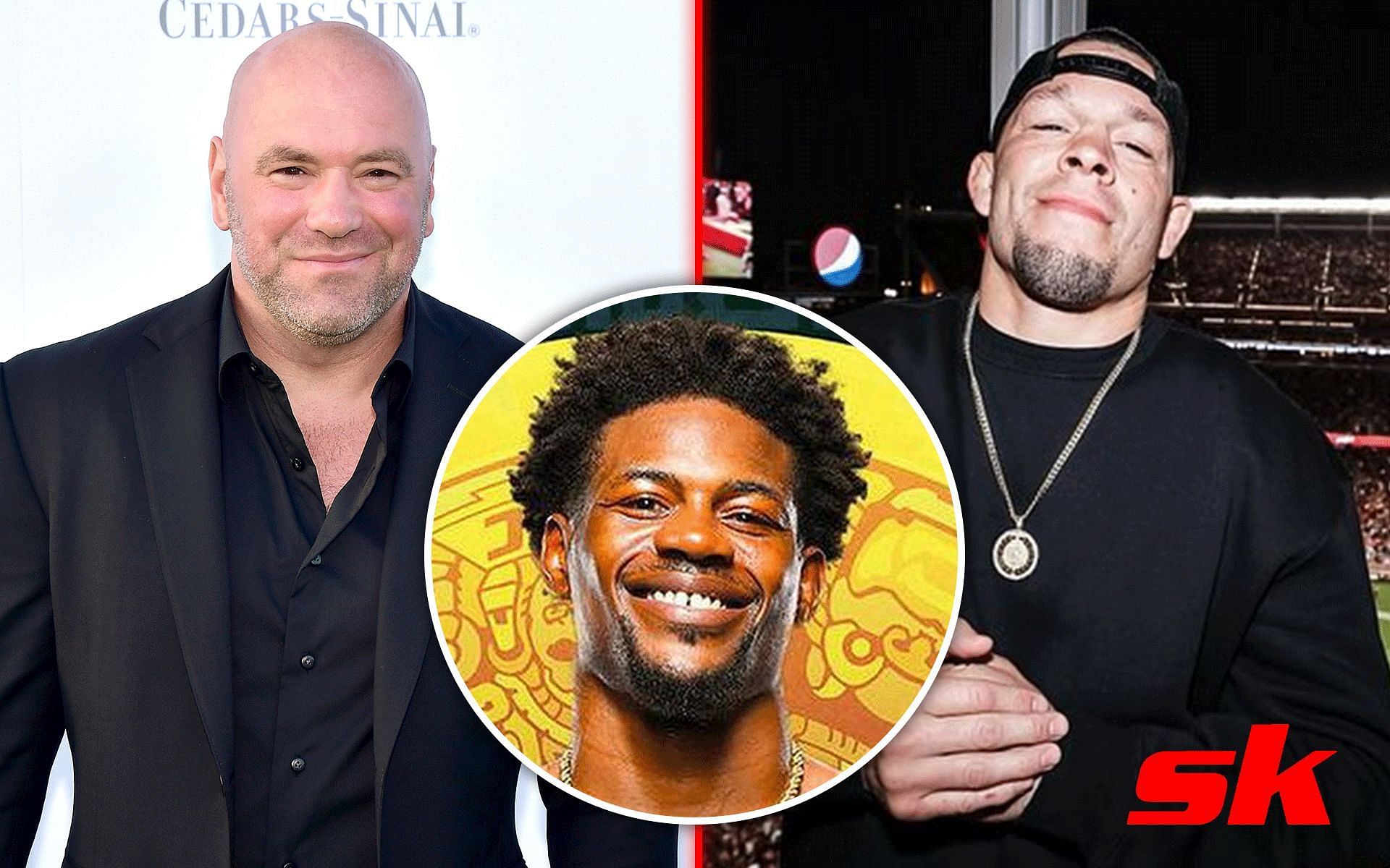 Dana White, Kevin Holland and Nate Diaz [Image via: Getty Images, @natediaz209 and @trailblaze2top on Instagram] 