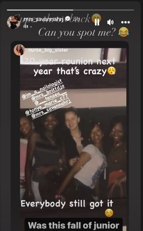 Screenshot of Savannah James' IG story of her and her high school friends.