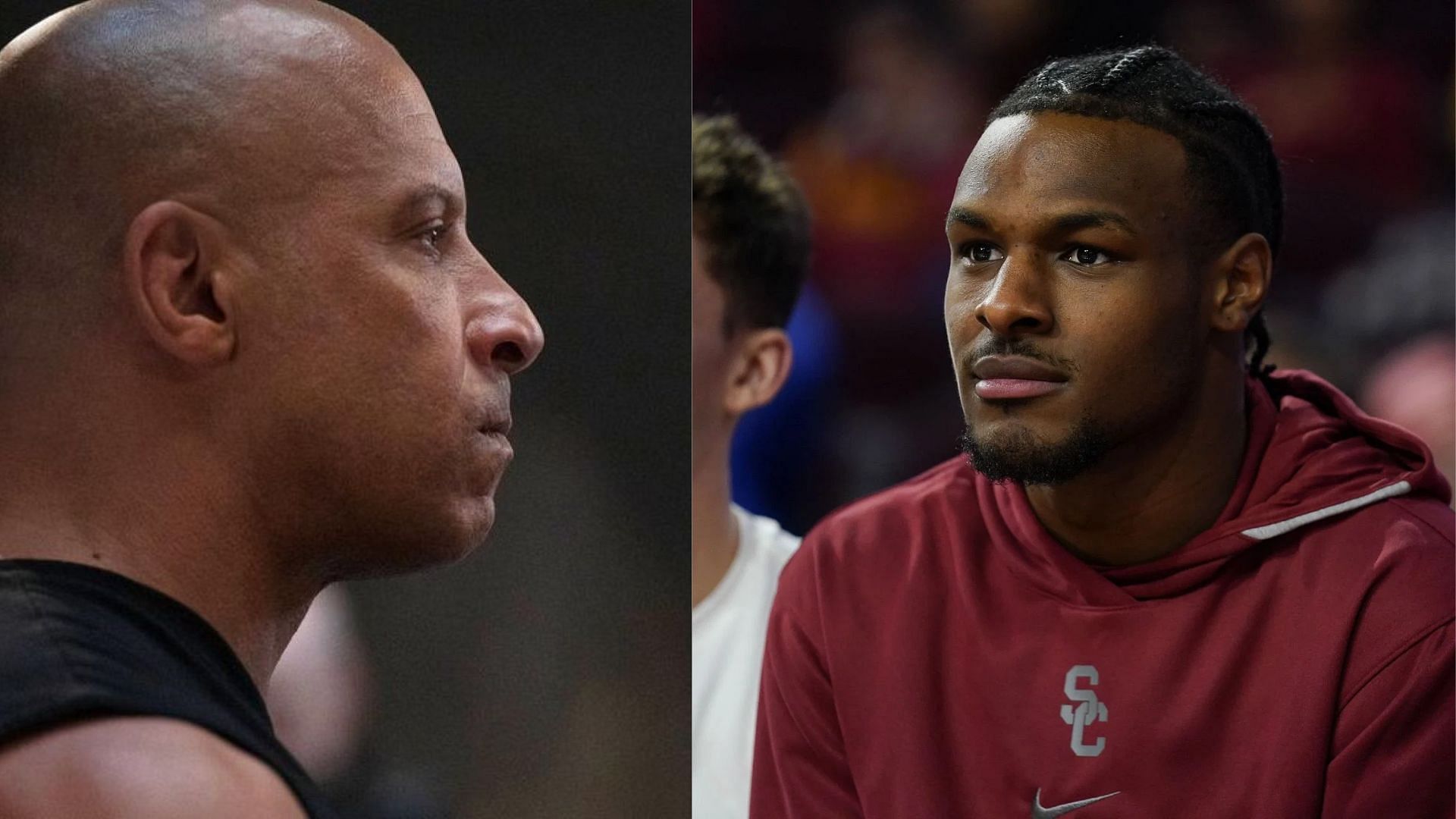 Actor Vin Diesel and USC star, Bronny James