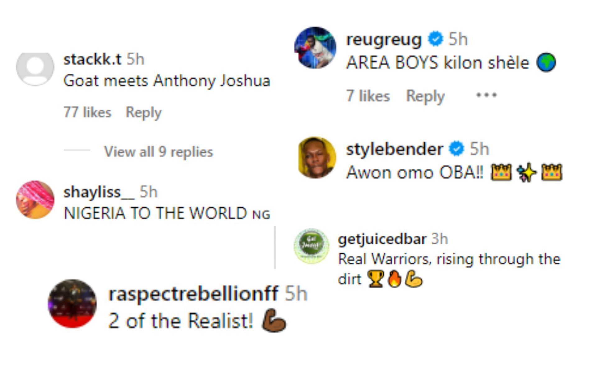 [Images Courtesy: @anthonyjoshua Instagram comments section]