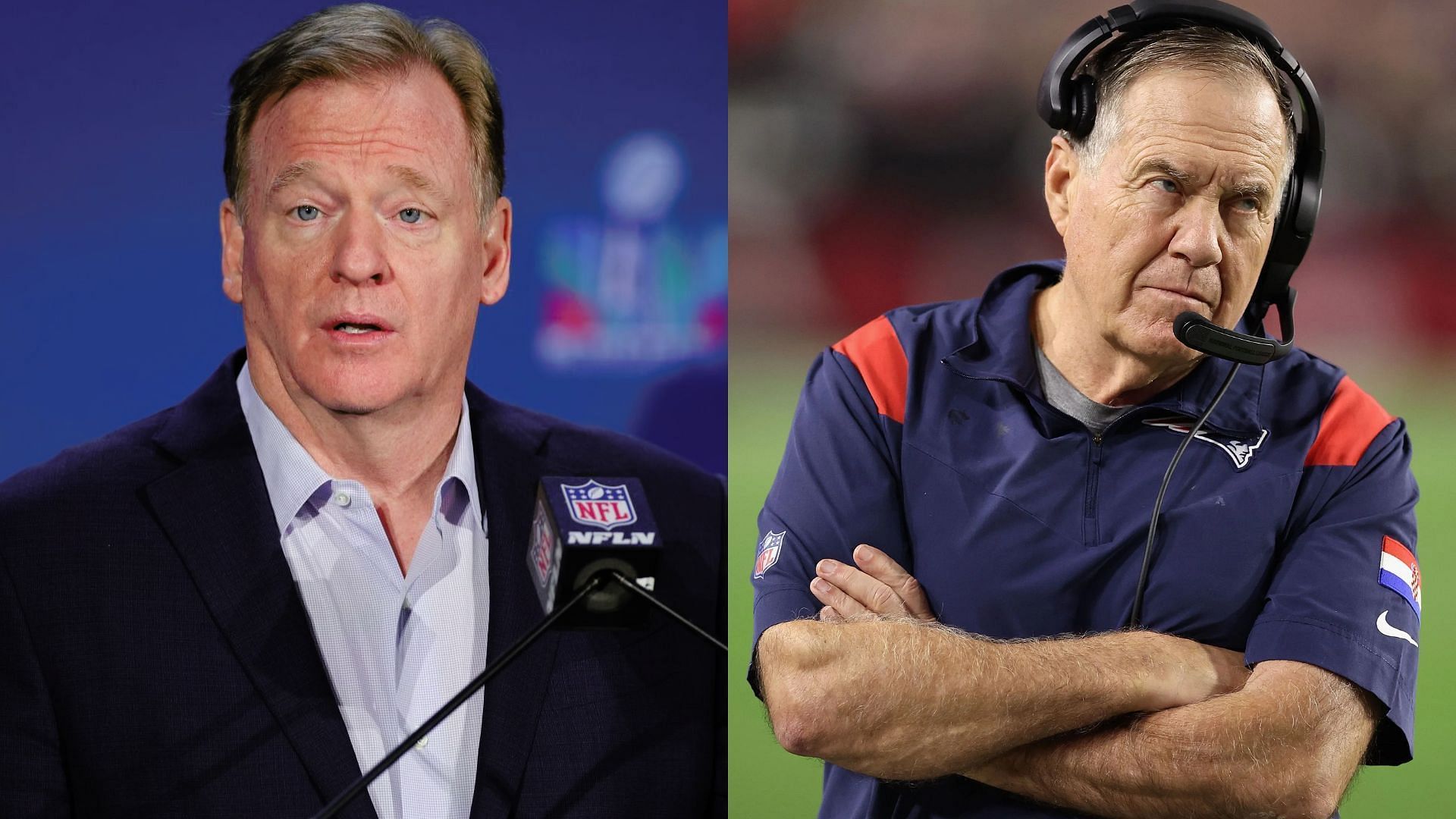 NFL Commissioner Roger Goodell and New England Patriots head coach Bill Belichick
