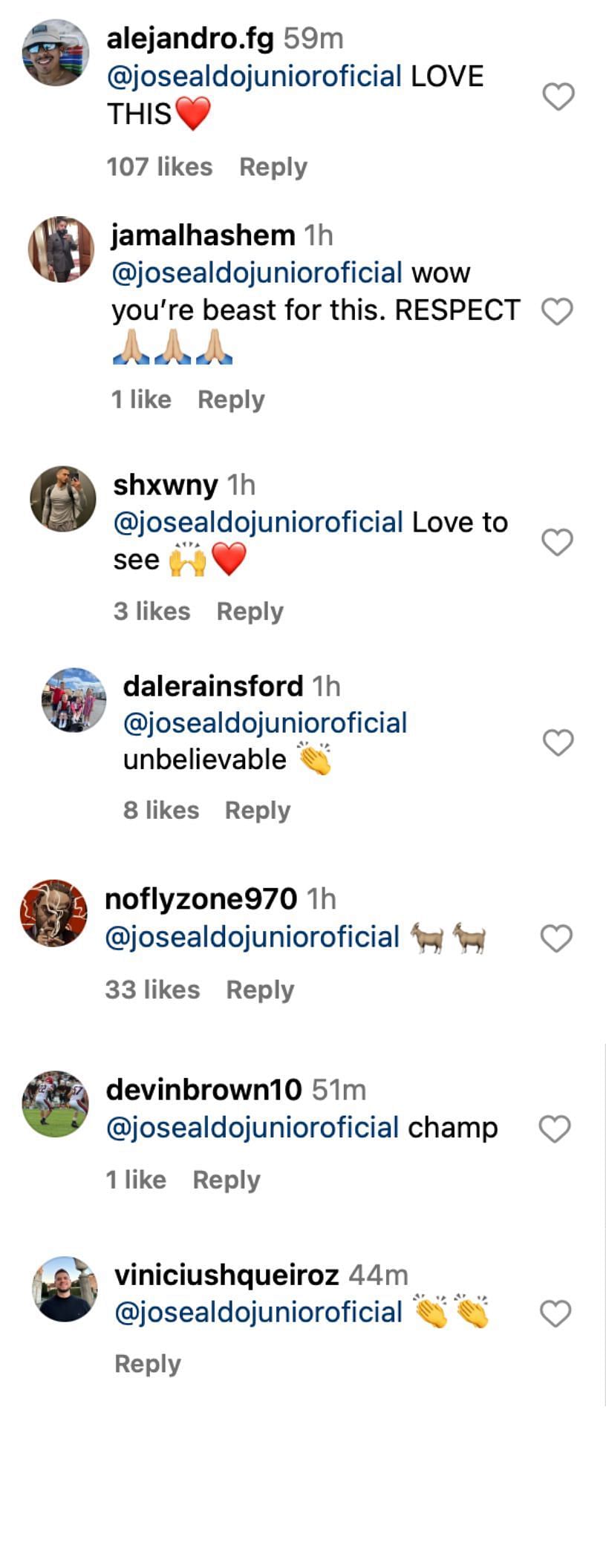 Fan reactions to Jose Aldo congratulating Conor McGregor on Instagram [via @thenotoriousmma on Instagram]