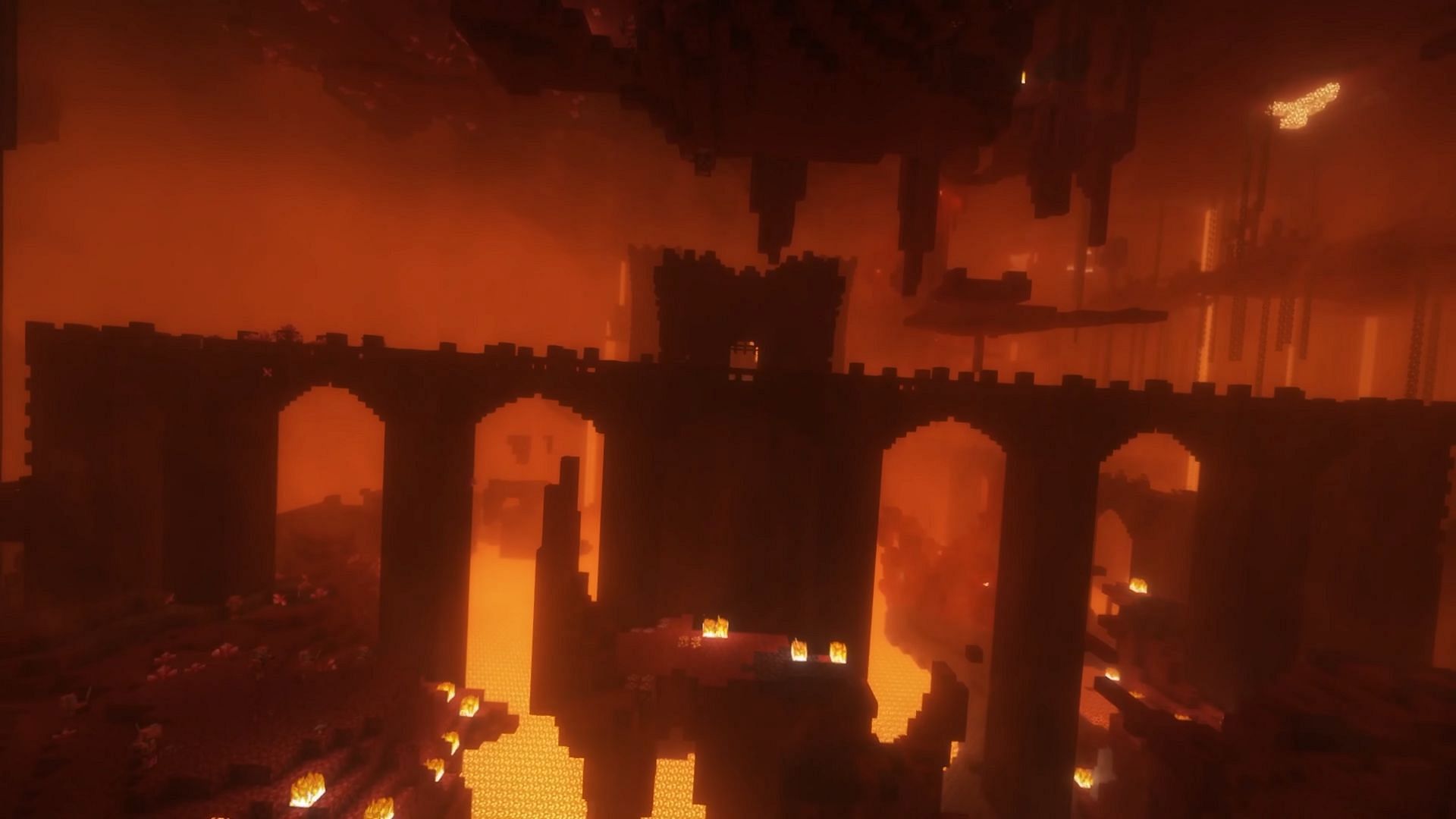 A Nether fortress in the Better MC modpack (Image via SHXRKIE/CurseForge)