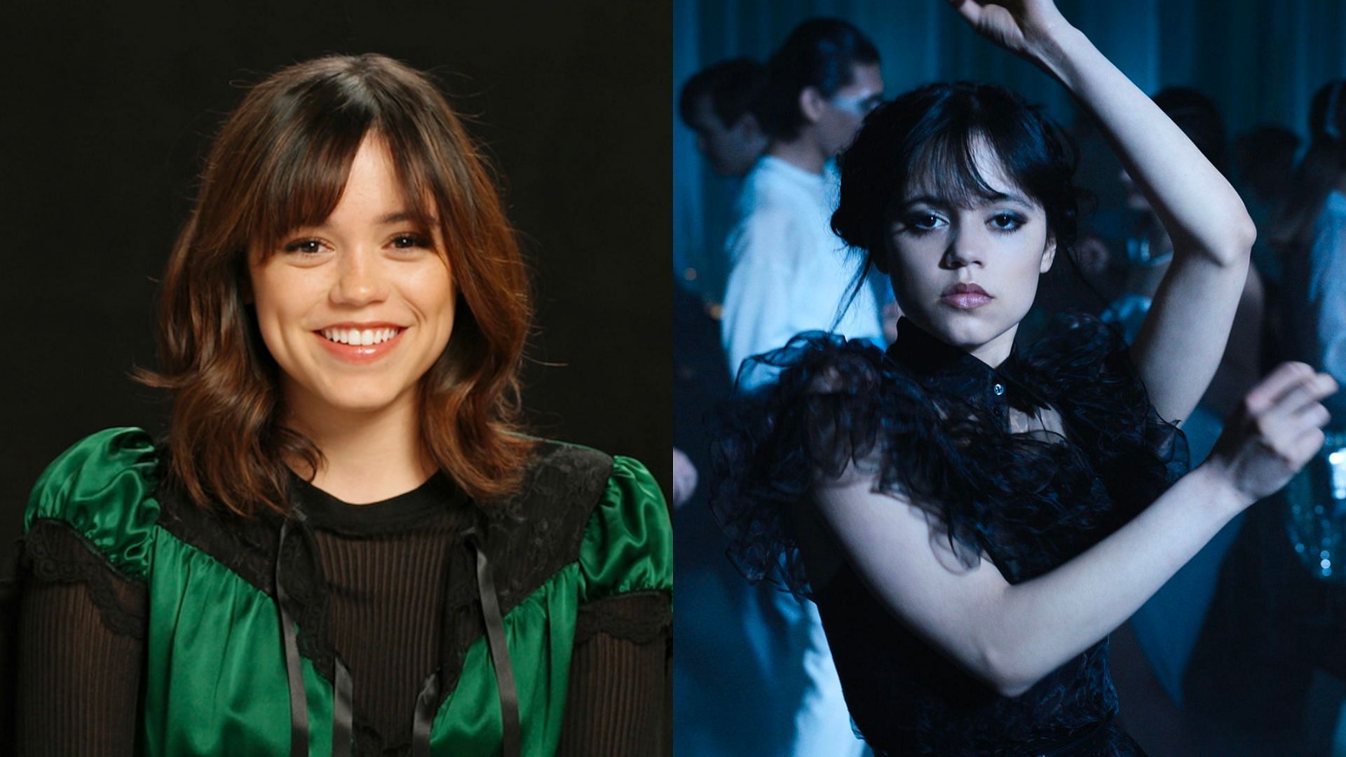 (L) Jenna Ortega plays (R) Wednesday in the series (Image via Netflix)