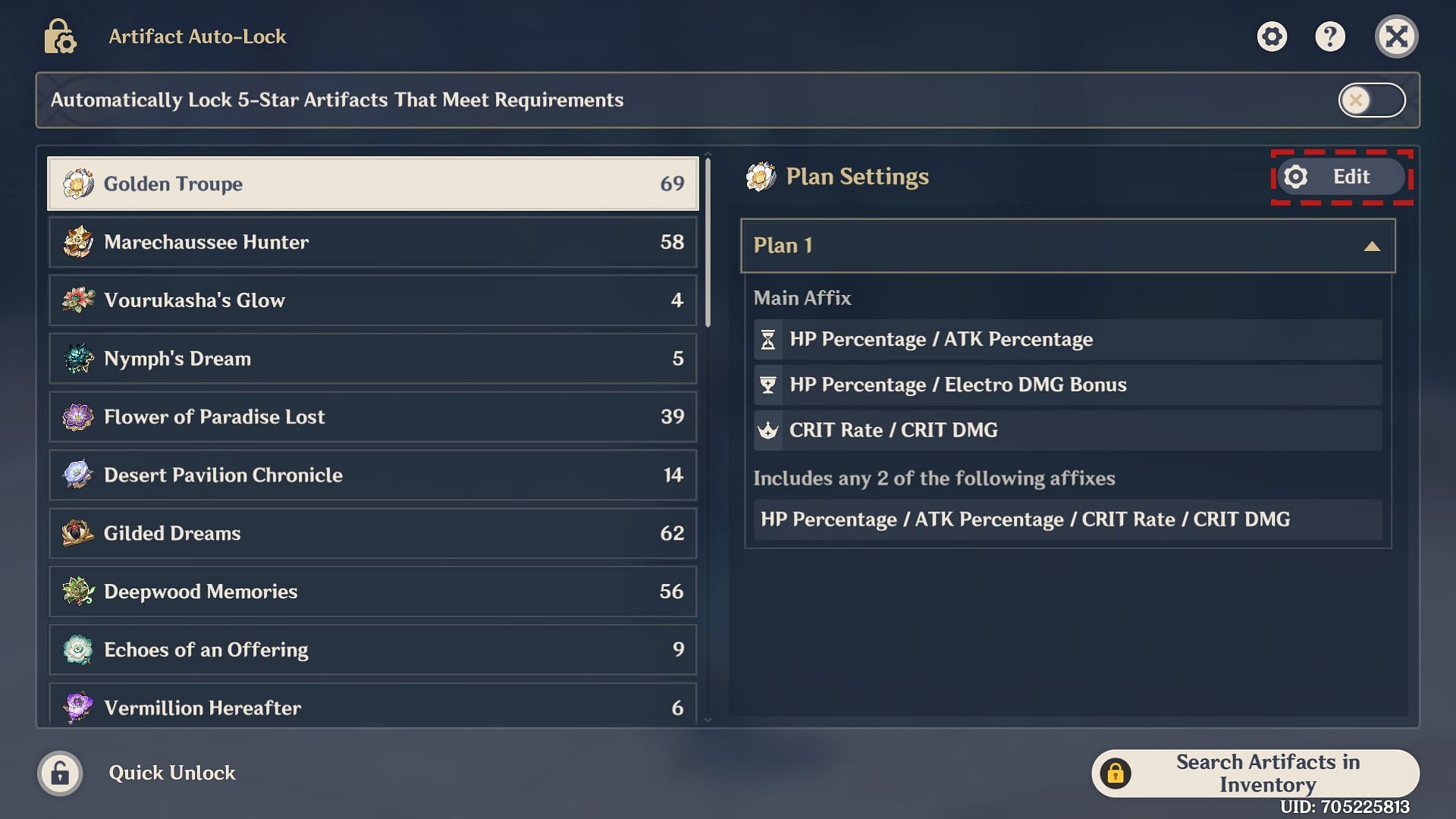 Plan Settings (Image via HoYoverse)