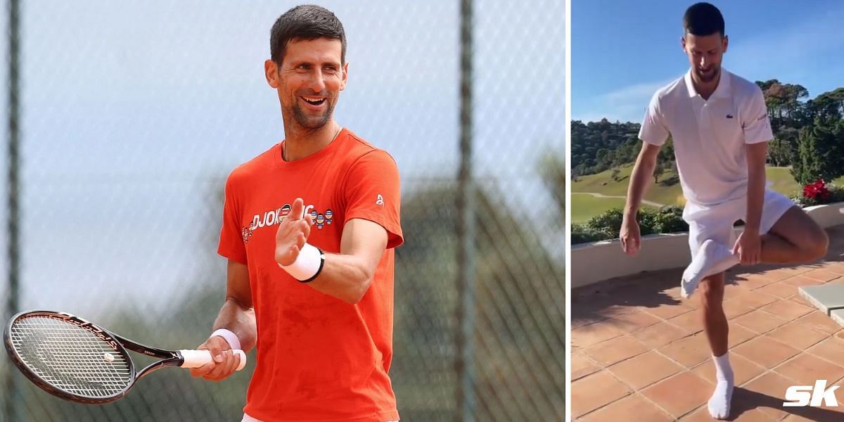 Novak Djokovic does the Novak Flexibility Challenge (R)