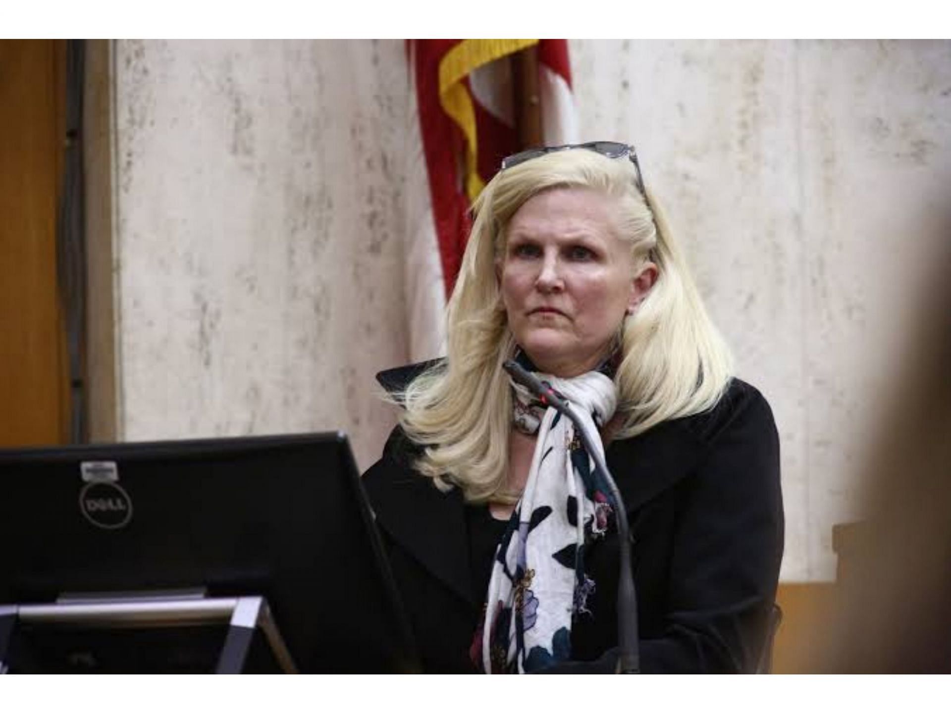 A still of Debra Oles Campbell at the hearing (Image via Chicago Tribune)