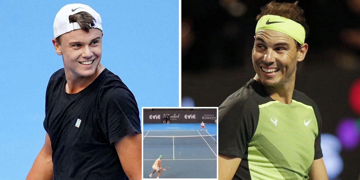 Holger Rune (L), Rafael Nadal (R)