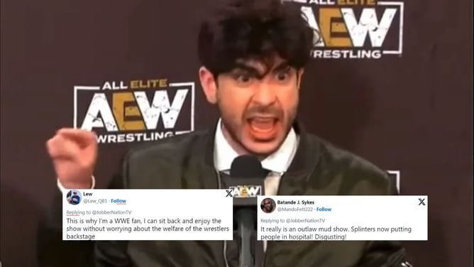 "This is why I'm a WWE fan," It really is an outlaw mud show" - Fans are furious after AEW star sustains a scary injury