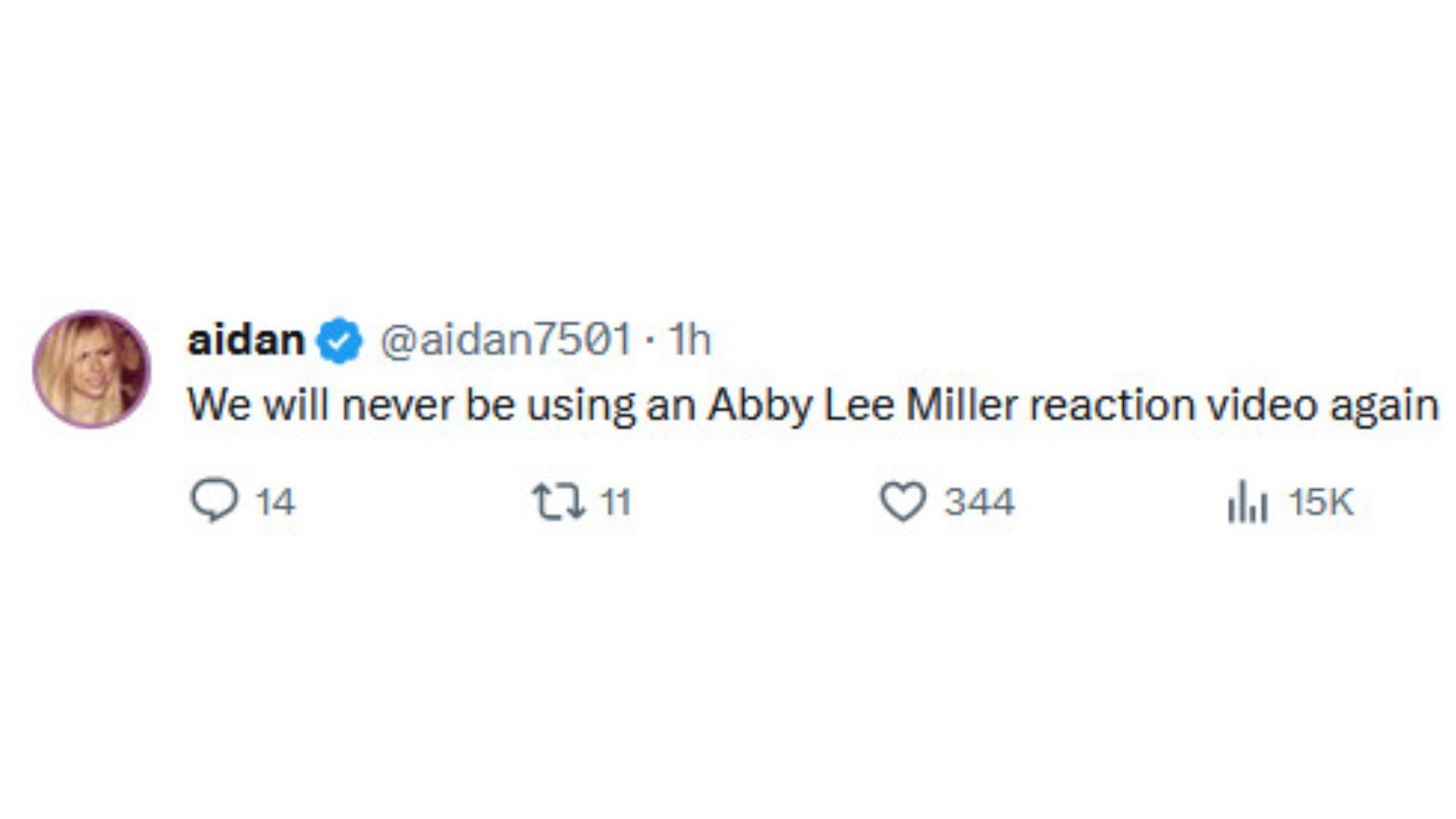 Netizens bashed Miller for her recent comment (Image via X / @aidan7501)