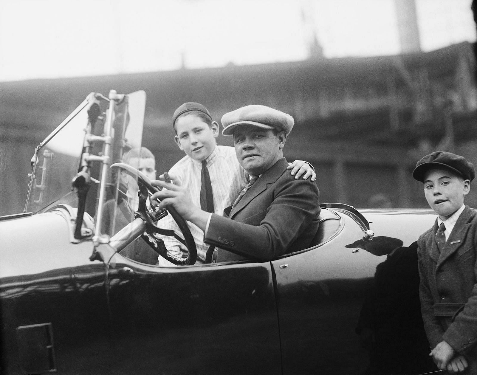 Babe Ruth in his car