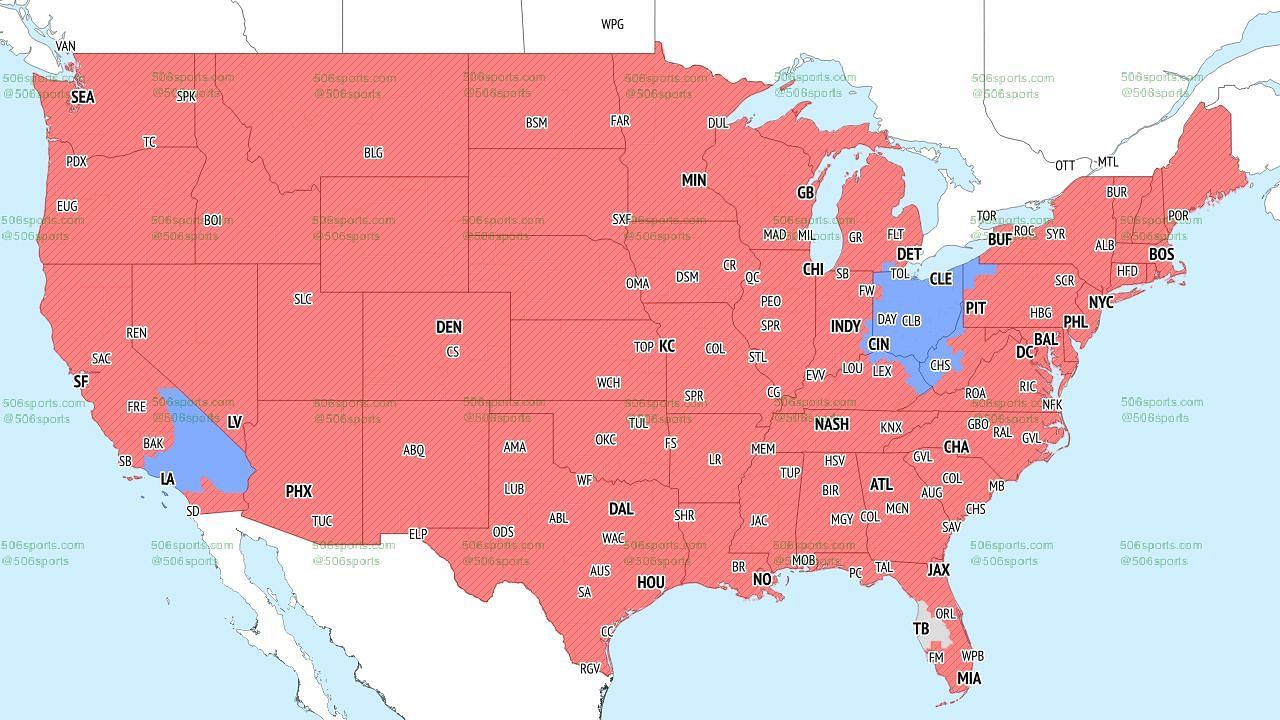 FOX TV Coverage Map (Late Games). Credit: 506Sports