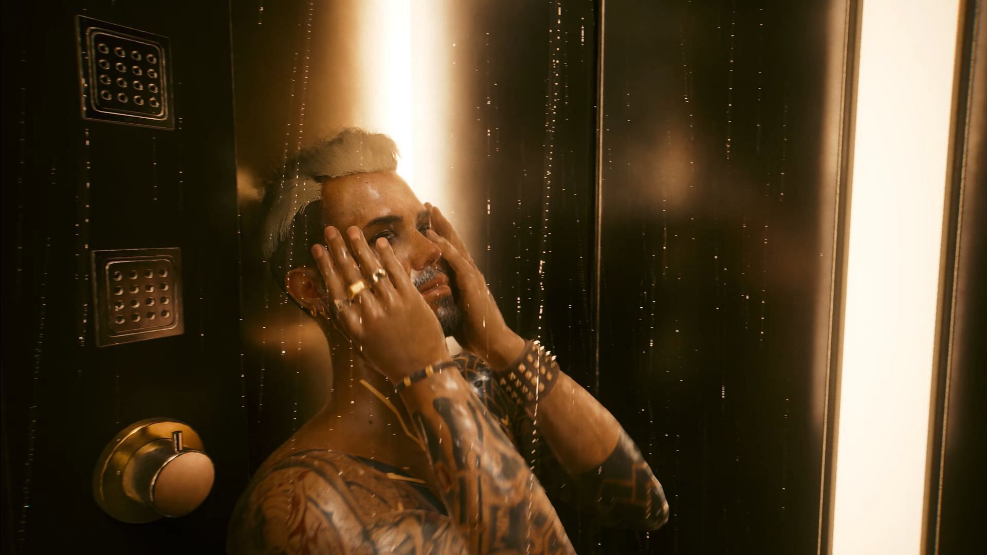 Showering during Romantic Hangouts (Image via CD Projekt)