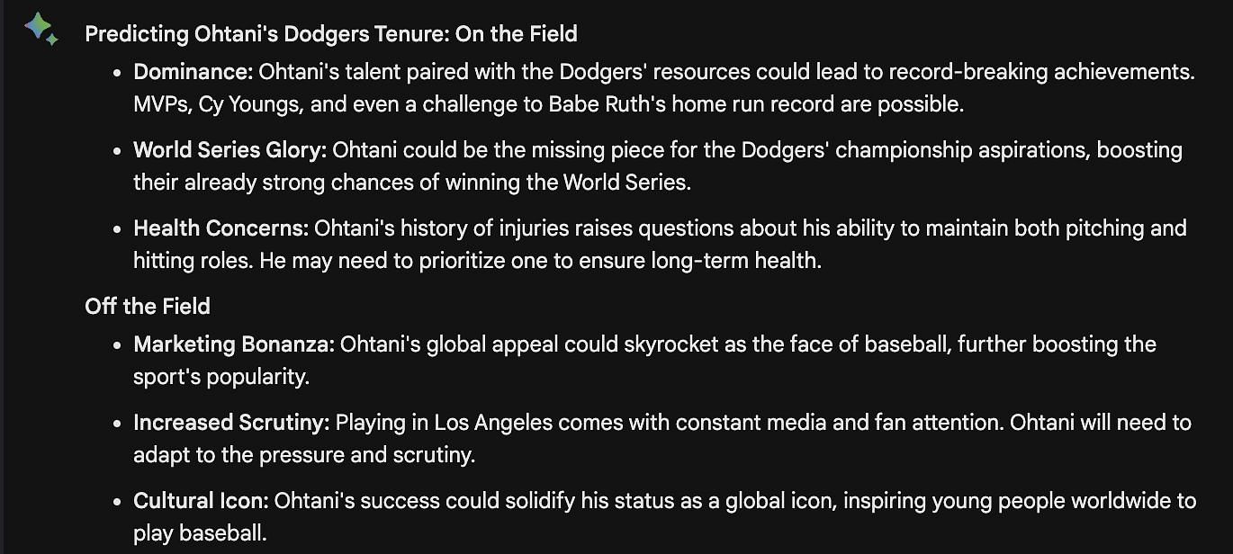 Google Bard believes that Shohei Ohtani could have a global impact on the game of baseball