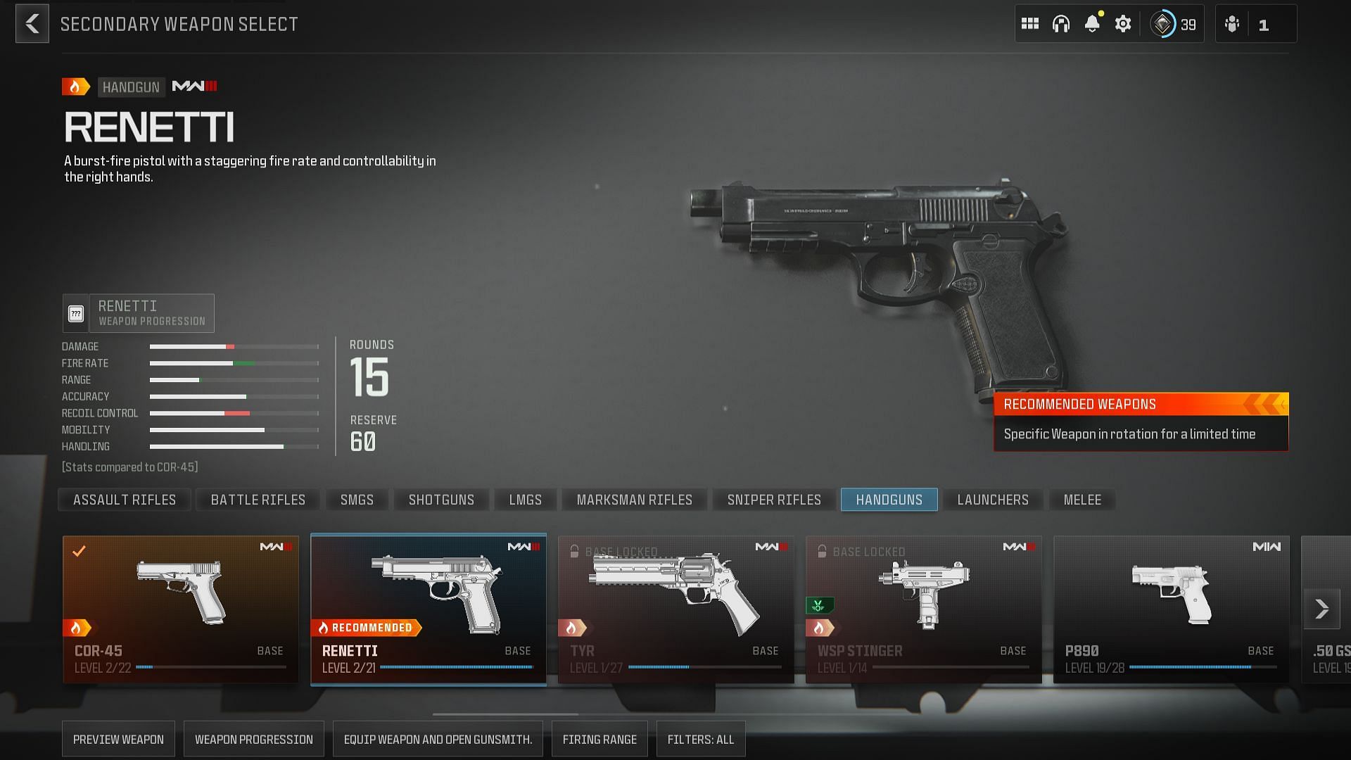 Renetti Handgun (Image via Activision)