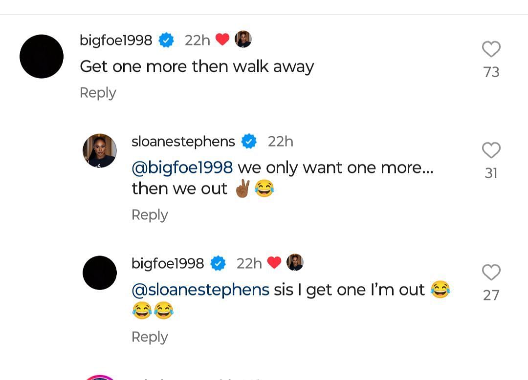 Screengrab from Sloane Stephens&#039; Instagram