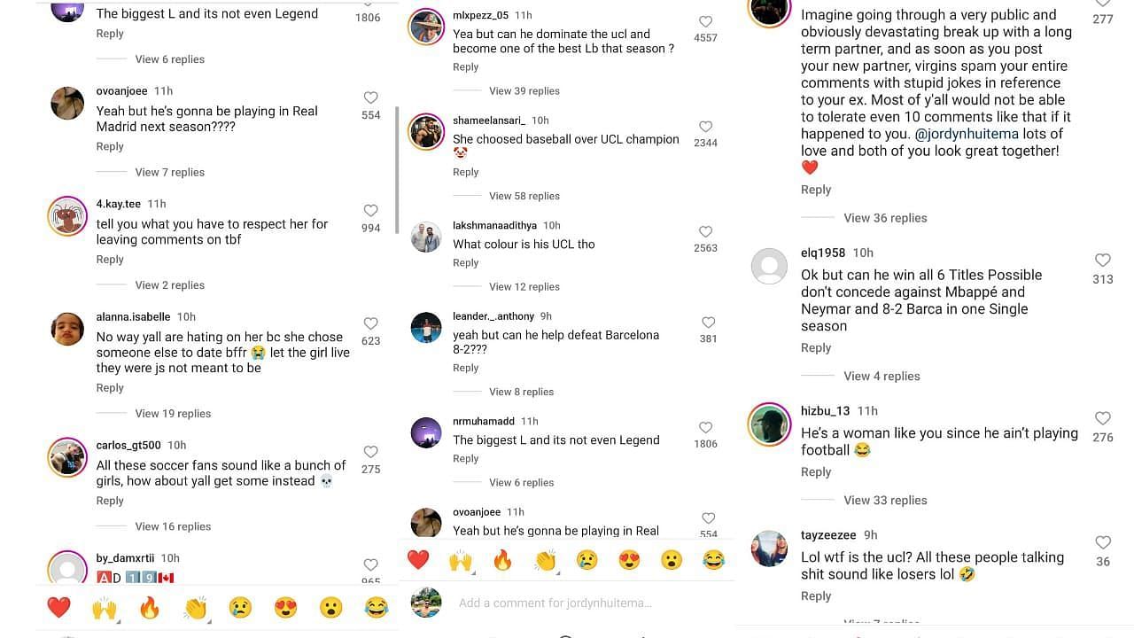 Jordyn Huitema&#039;s Instagram post: fan reactions