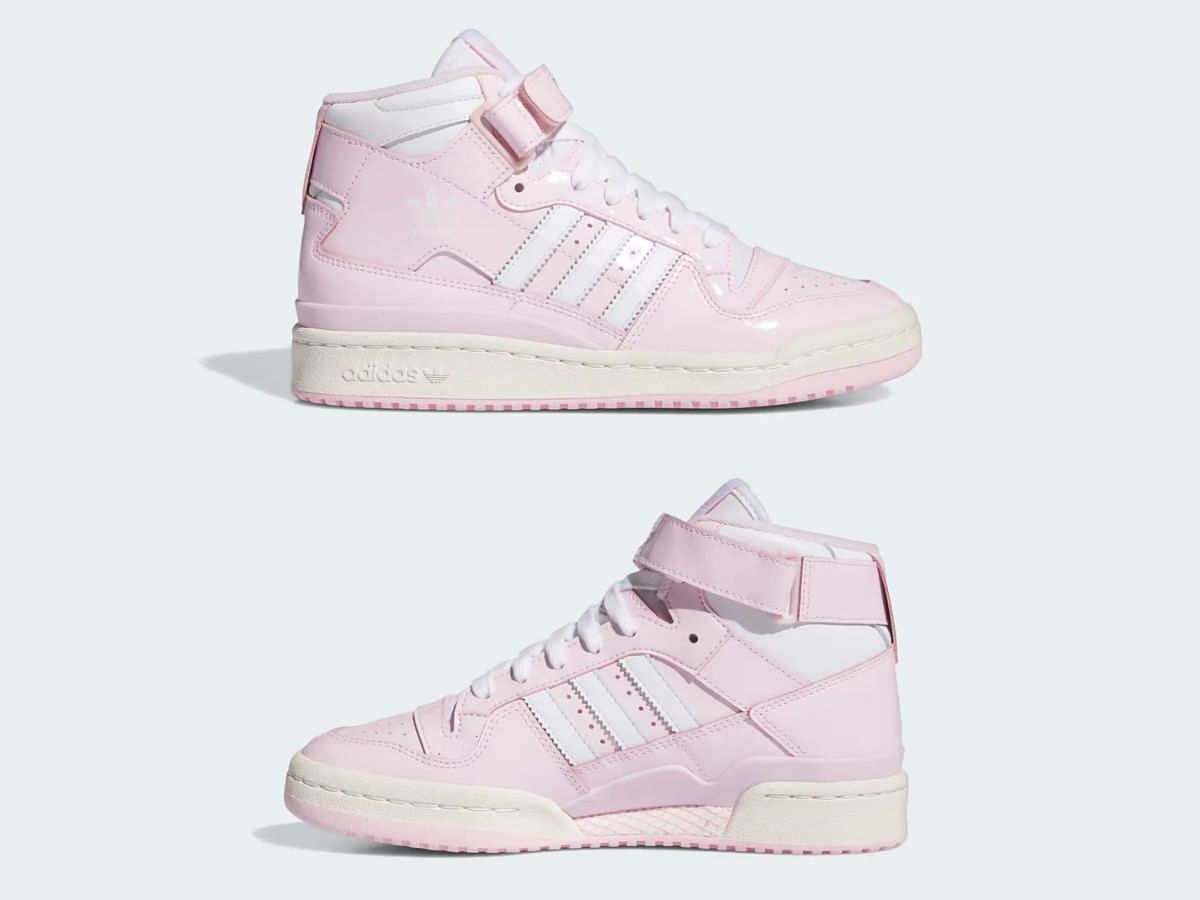 Adidas Forum Mid &ldquo;Clear Pink&rdquo; sneakers (Image via SBD)