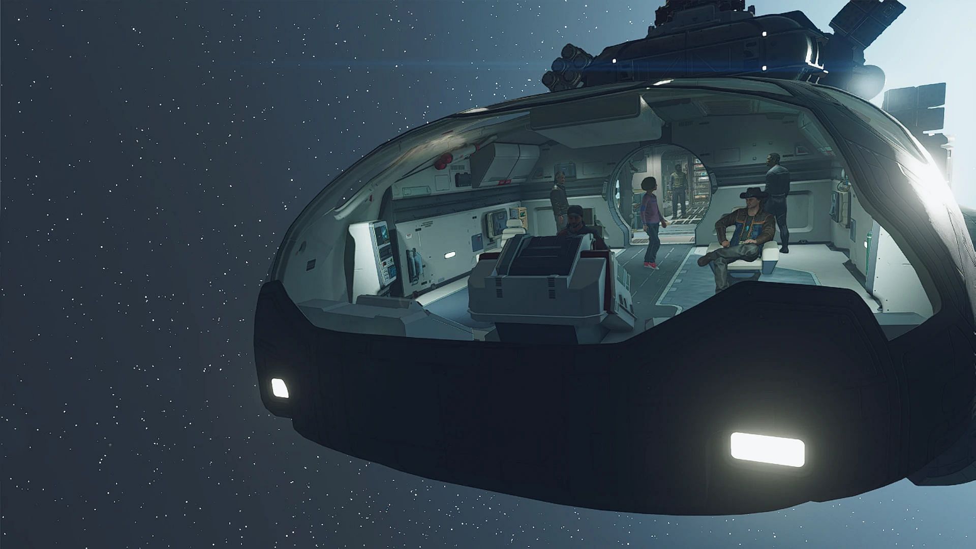 A fun modular ship-building system leads nowhere in space. (Image via Bethesda Game Studios)