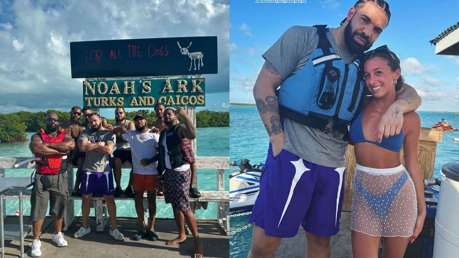 Drake relaxing in Turks &amp; Caicos (Images via X/@WordOnRd)