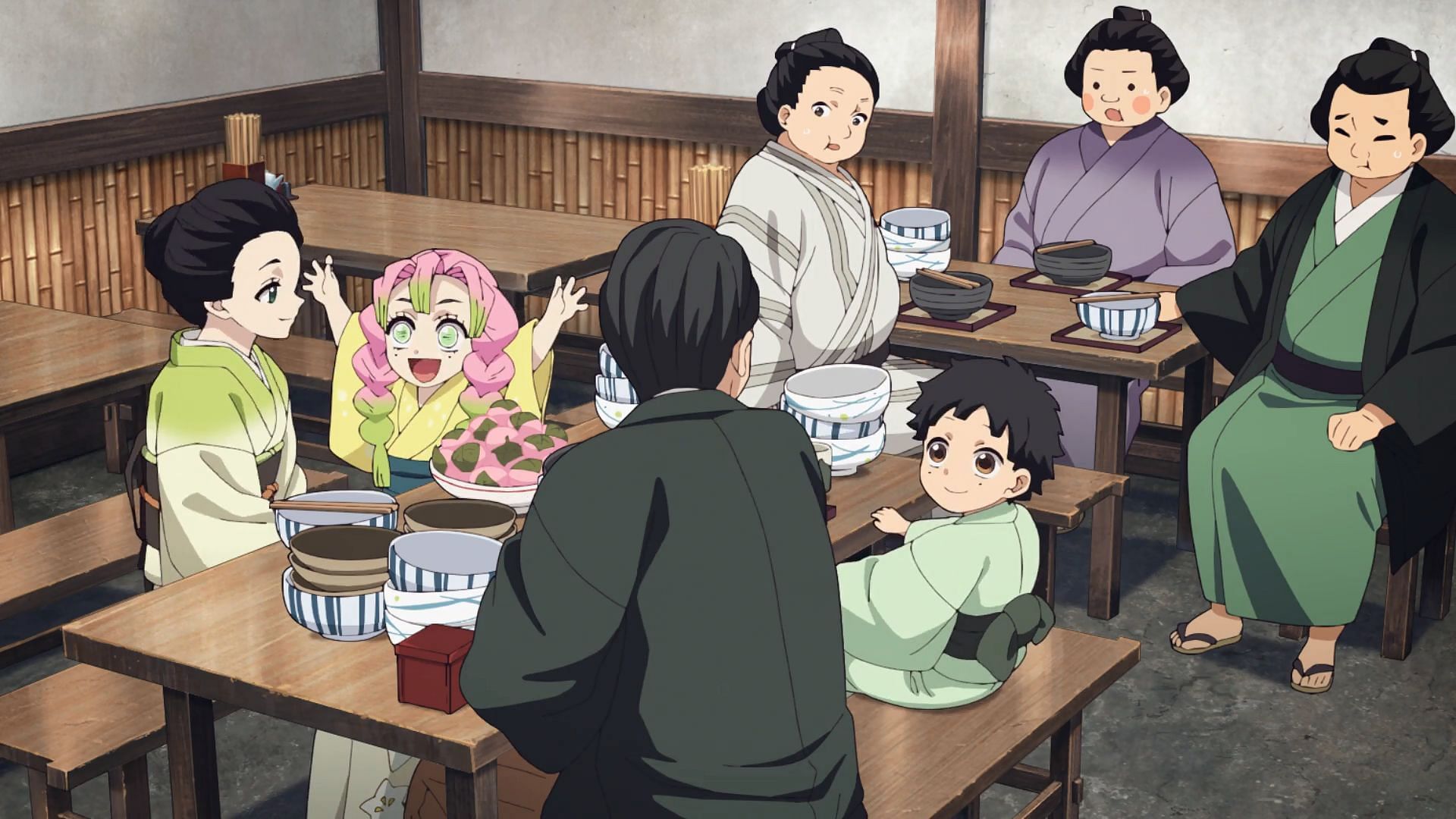 Child Mitsuri at the restaurant with her family (Image via Studio Ufotable)