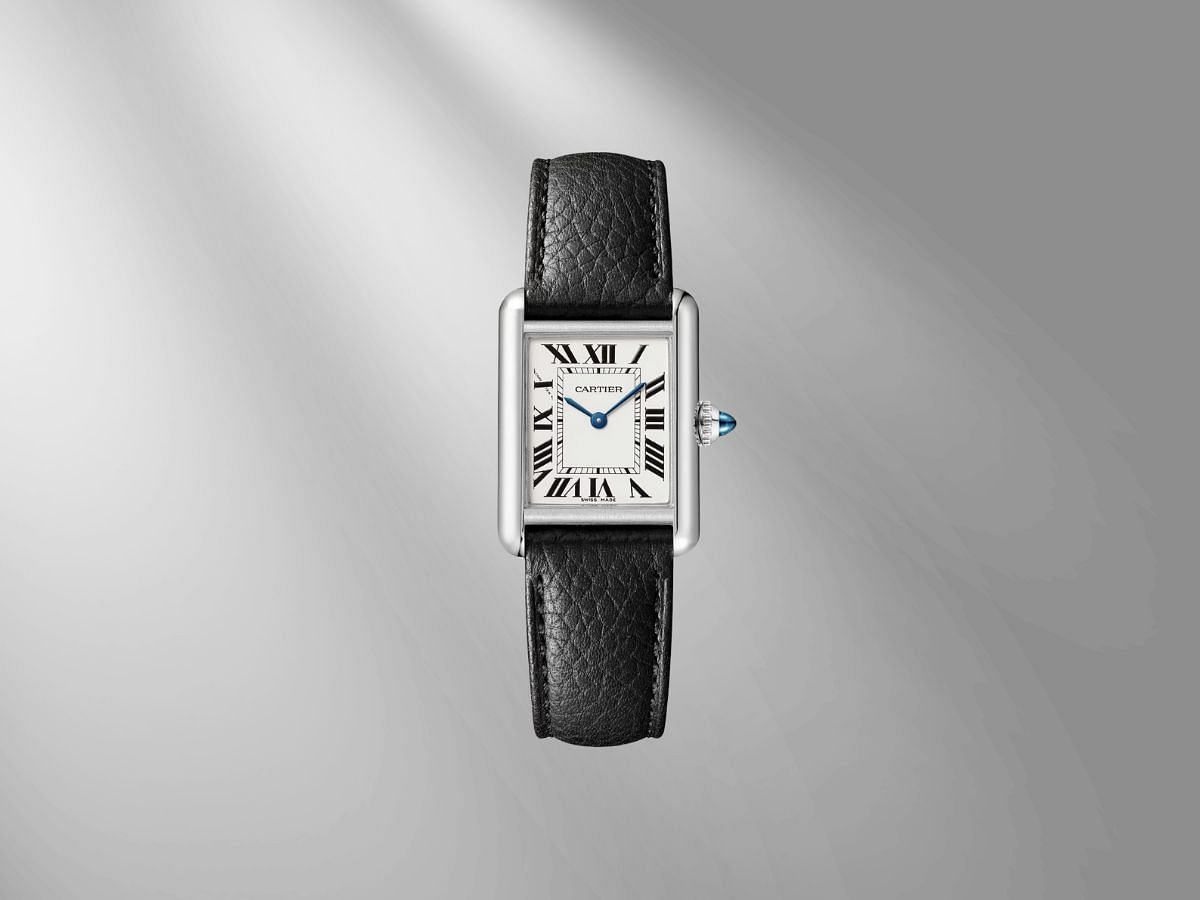 The Tank watch In black (Image via Cartier)