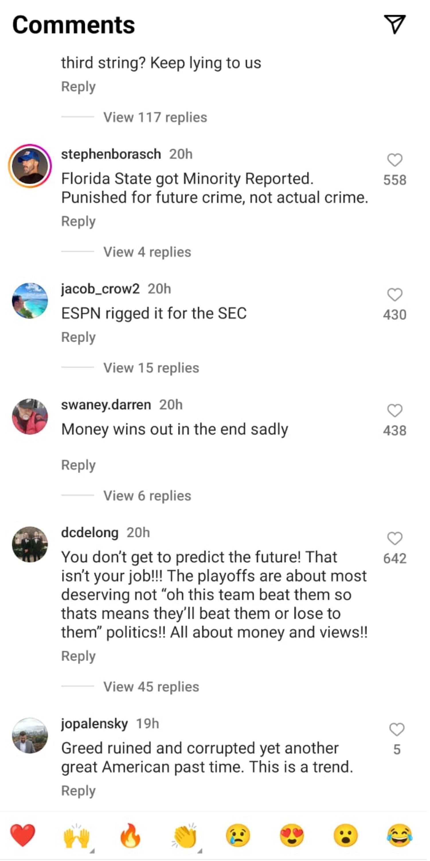 Fan reactions to the FSU snub