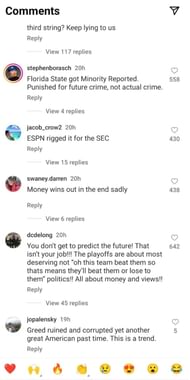 Fan reactions to the FSU snub