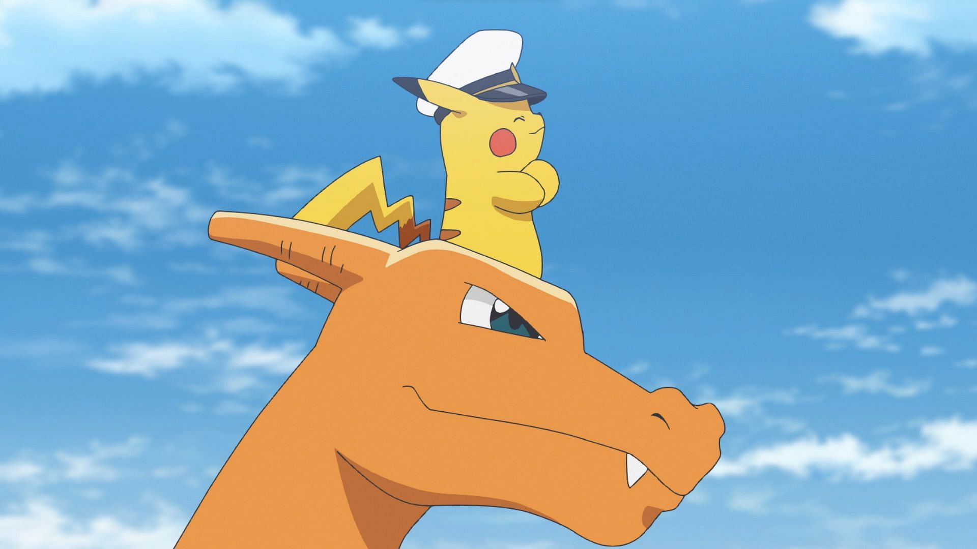 Captain Pikachu and Friede&#039;s Charizard in Pokemon Horizons (Image via The Pokemon Company)