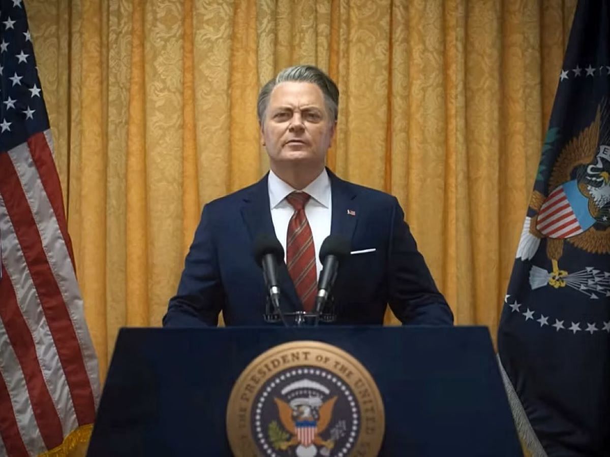 Offerman as the tyrannical President (image via A24)