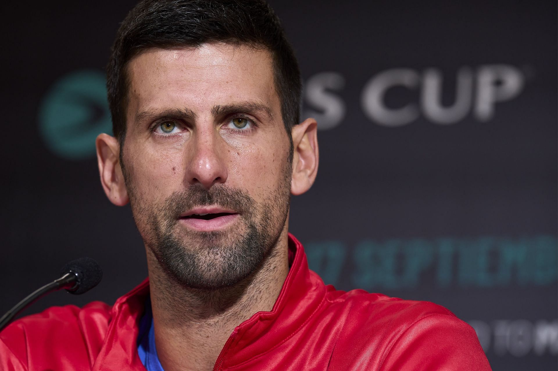 Novak Djokovic addresses a press conference: 2023 Davis Cup Finals Group Stage Valencia