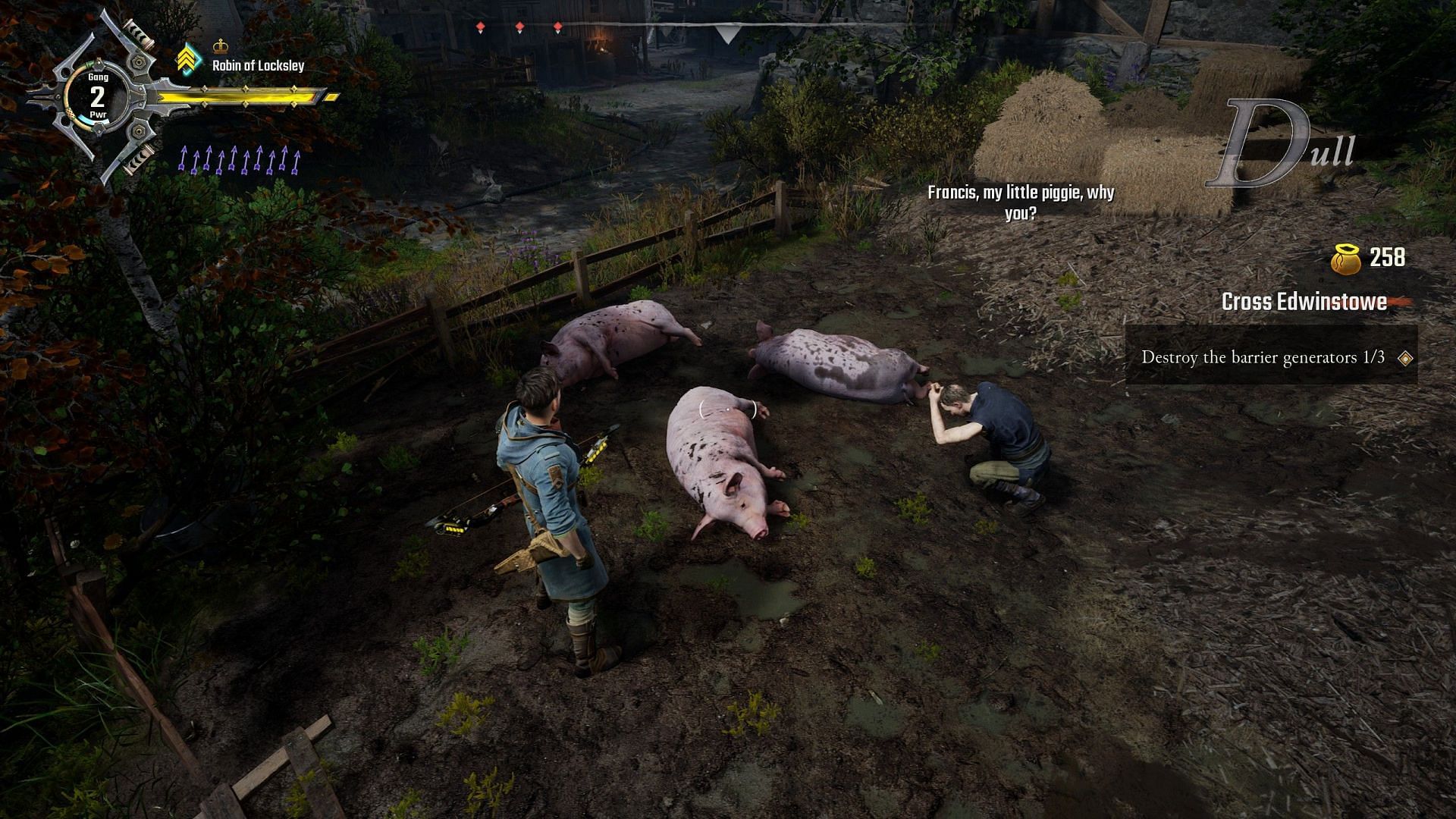 R.I.P. little piggies (Screenshot via Gangs of Sherwood)