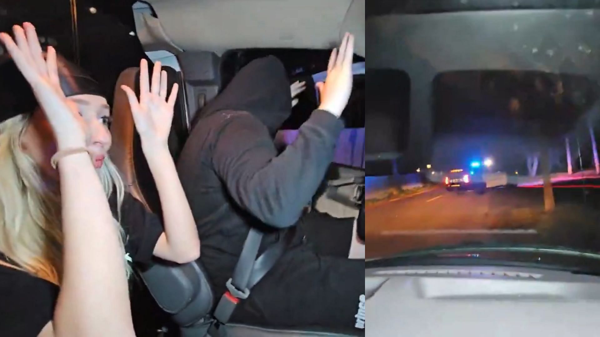Kick streamer Natalie Reynolds and her crew gets pulled over on stream (Image via @FearedBuck/X)