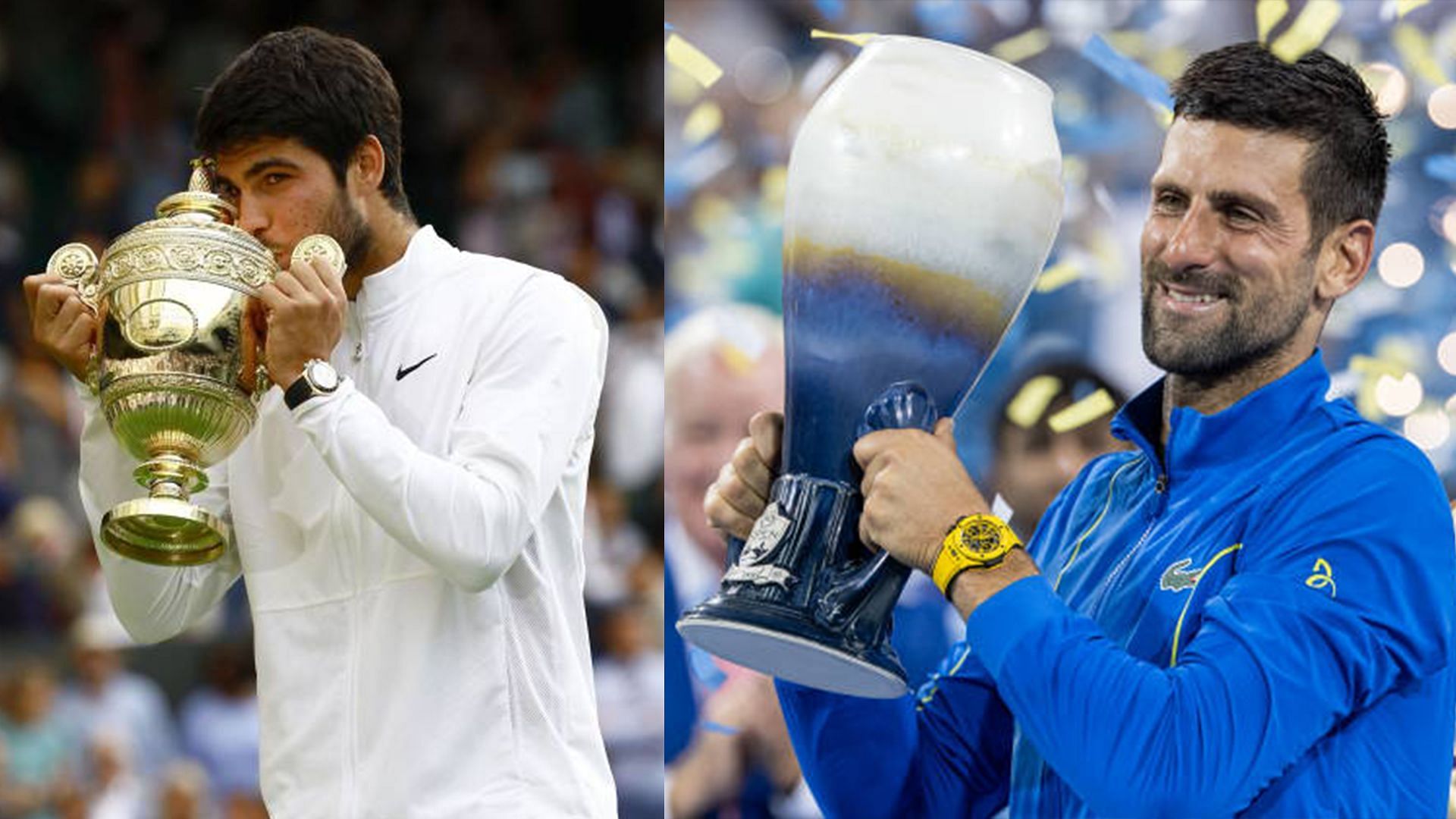 Carlos Alcaraz and Novak Djokovic won the most titles on the ATP Tour this year. 