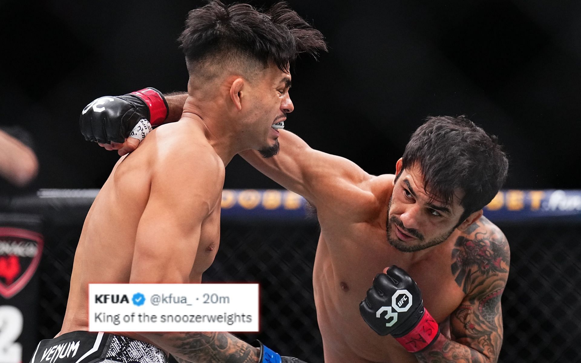 Alexandre Pantoja (right) defeats Brandon Royval (left) via a unanimous decision [Image courtesy @ufc on X] @