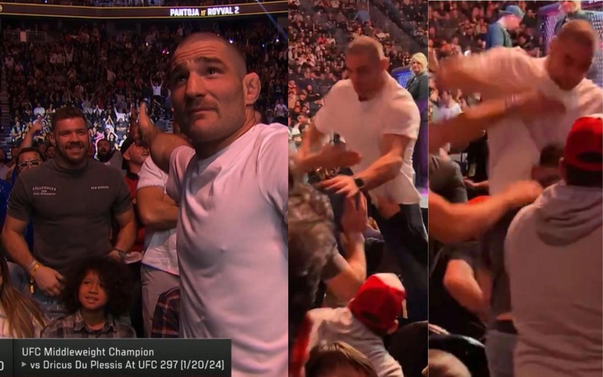 Sean Strickland brawls Dricus du Plessis. [via X @ufc @nypostsports]