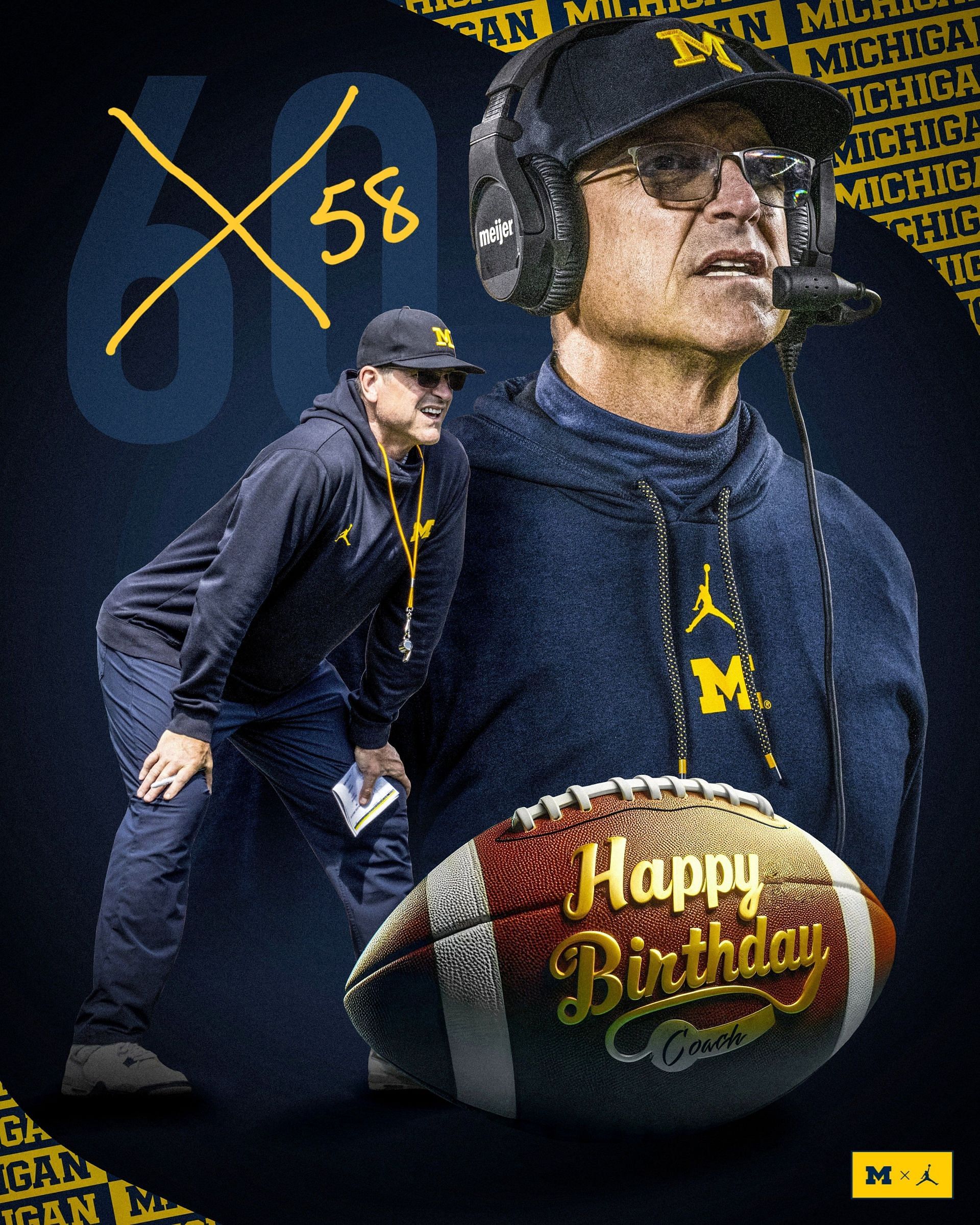 Wolverines Head coach Jim Harbaugh, who has recently turned 60 (Picture Source: @UMichFootball (X))