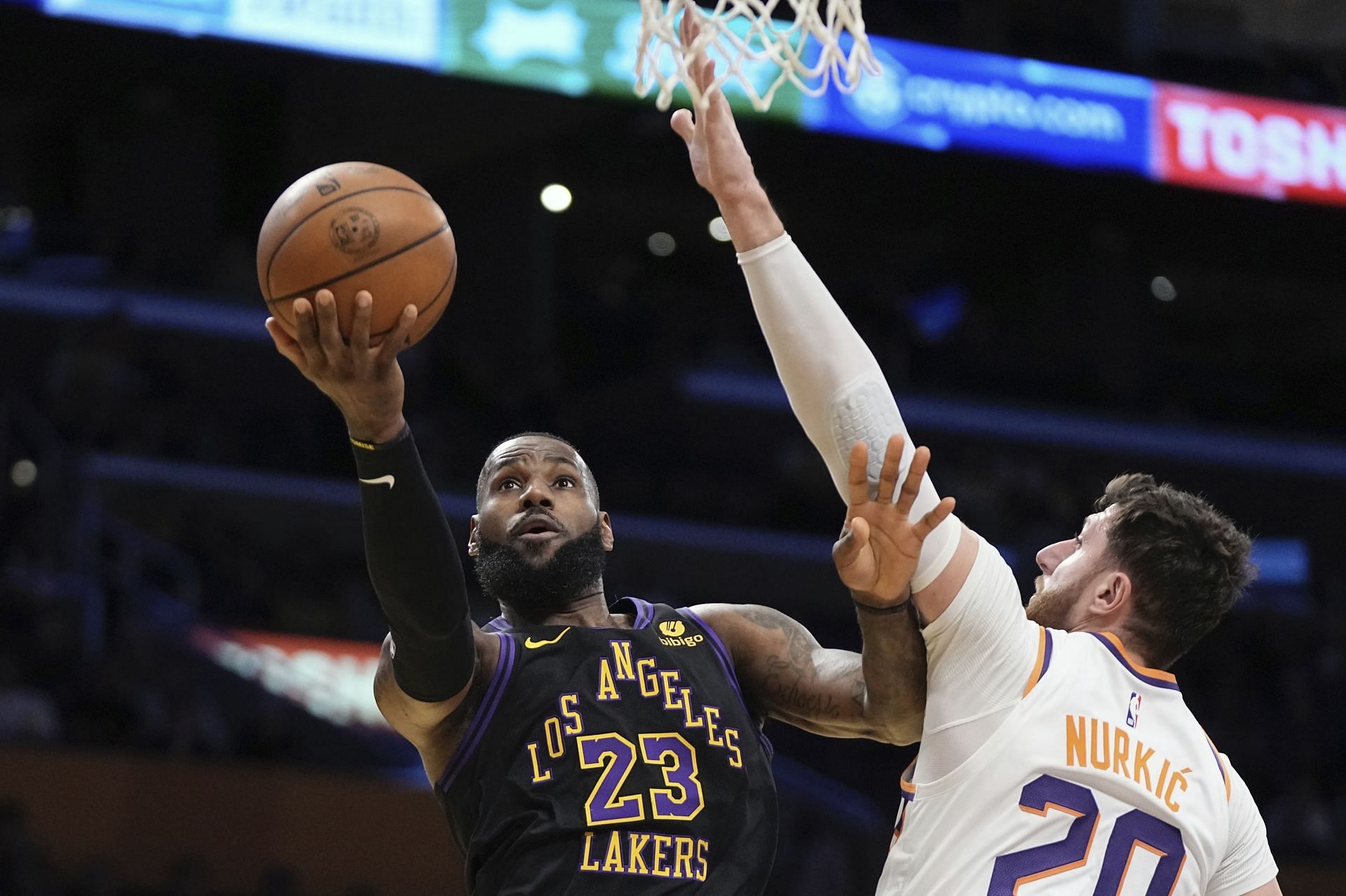 LeBron James of the LA Lakers against the Phoenix Suns.